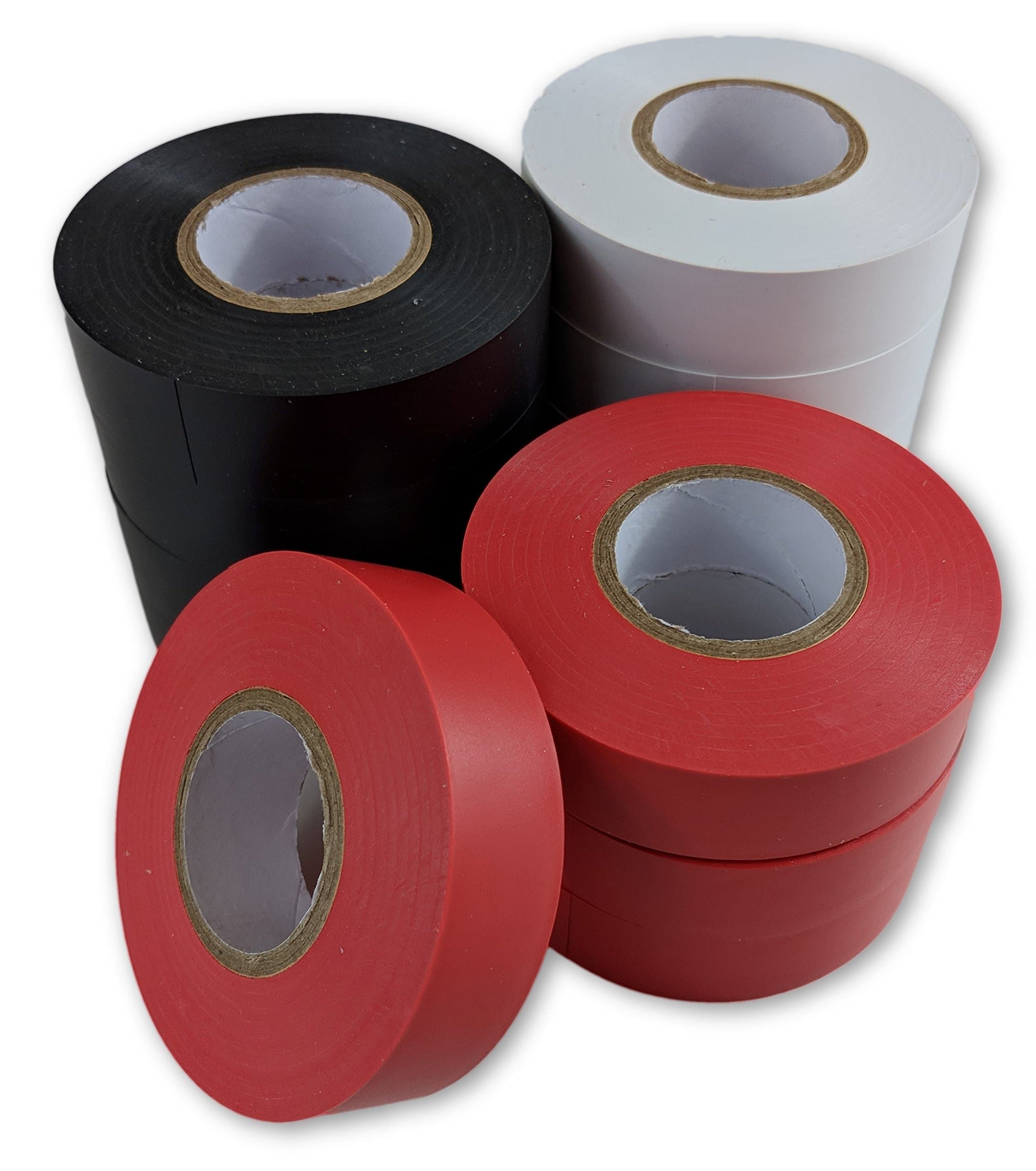 Electrical Tape|12 Pack |White, Black and Red Rolls of Electric Tape - Colored Electrical Tape Assortment -Each Roll is 3/4 inches wide x 60 feet - Flame Retardant Heavy Duty PVC Backed Adhesive Tape