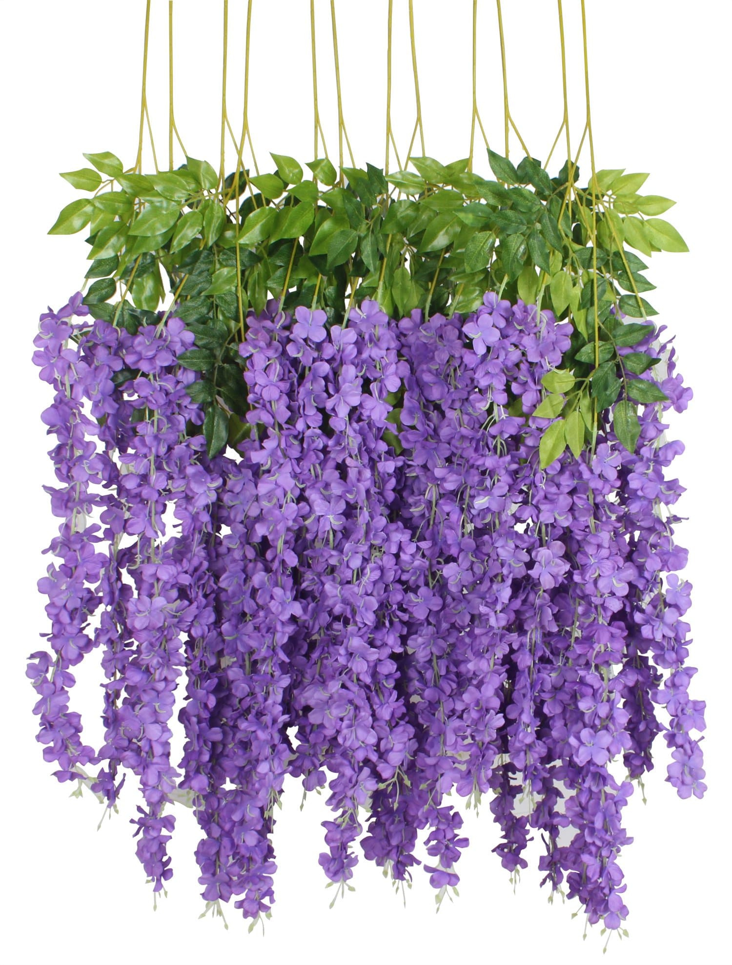 Duovlo 12 Piece Artificial Silk Wisteria Vine 3.6 Feet Ratta Hanging Flower Garland String Home Party Wedding Decor(Purple)