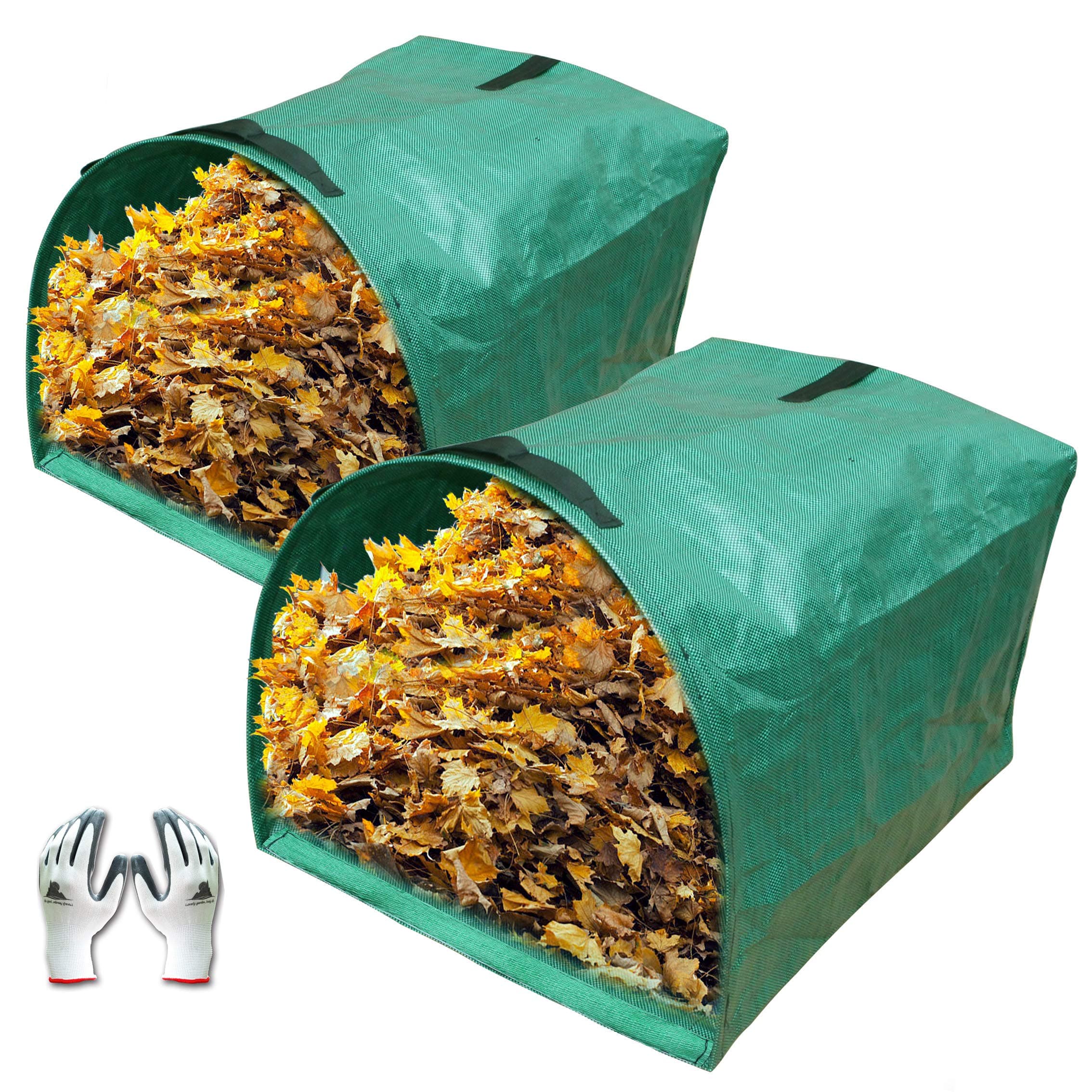 Gardzen 2-Pack 53 Gallon Dustpan-Type Yard Waste Bags, Reusable Heavy Duty Collapsible Garden Leaf Bags, Leaf Collector for Leaves, Lawn Debris & Grass Clippings