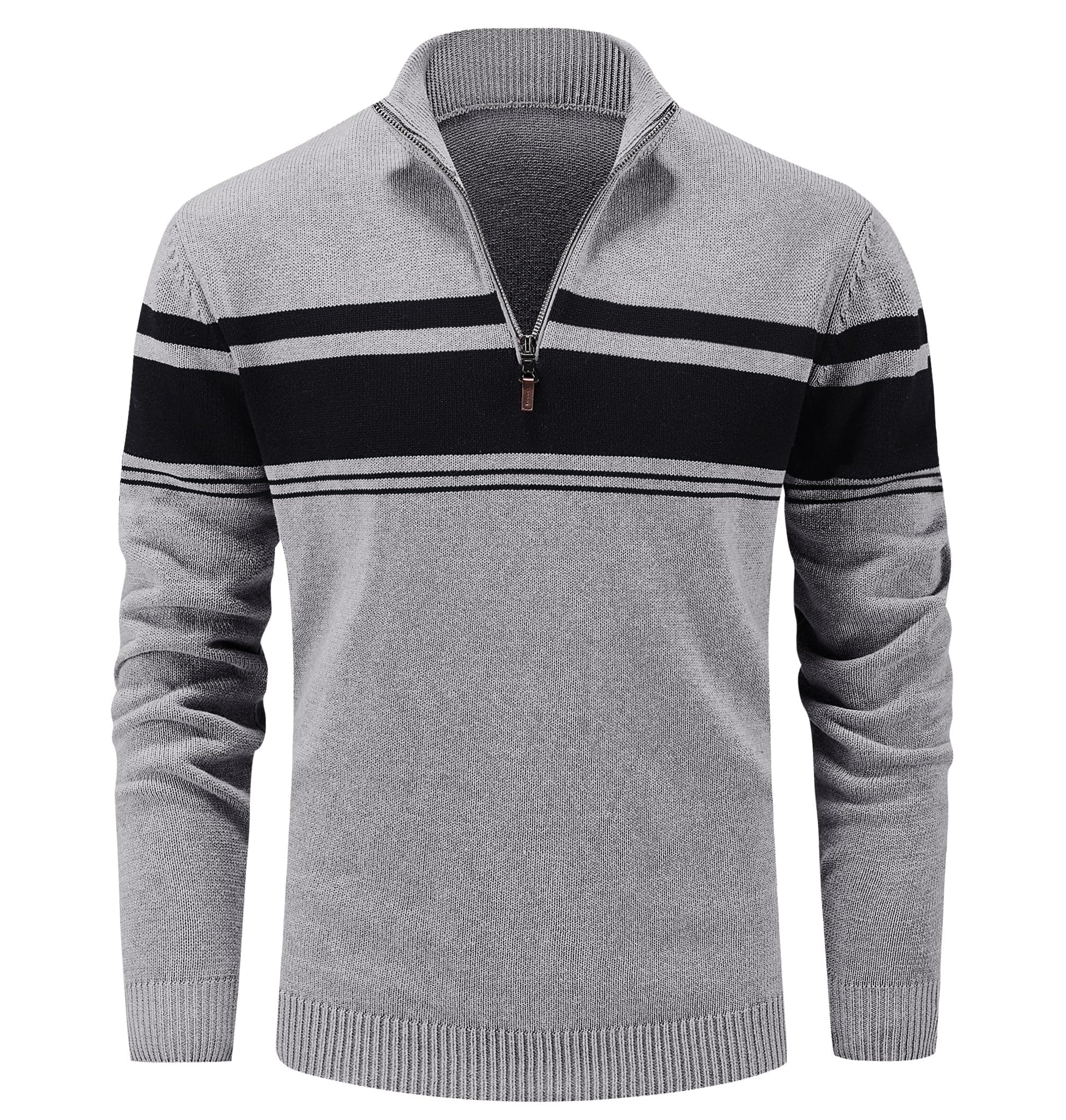 Men's Sweaters 1/4 Zip Cotton Sweater Pullover Polo Sweaters Striped Fall Winter Warm Sweatshirts