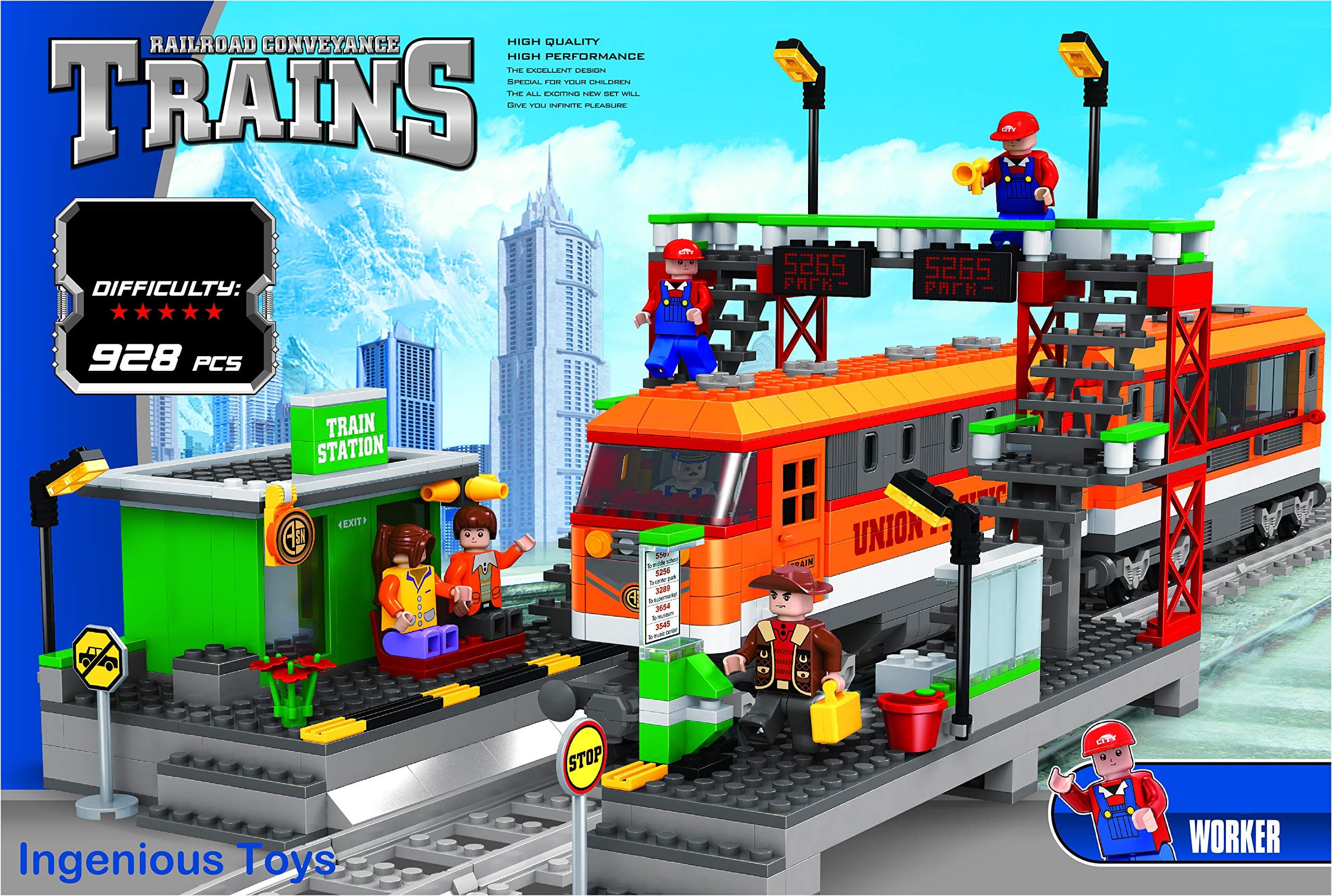 Station Train & Carriage perform / Classic Railway Engine +9pcs Tracks #25110