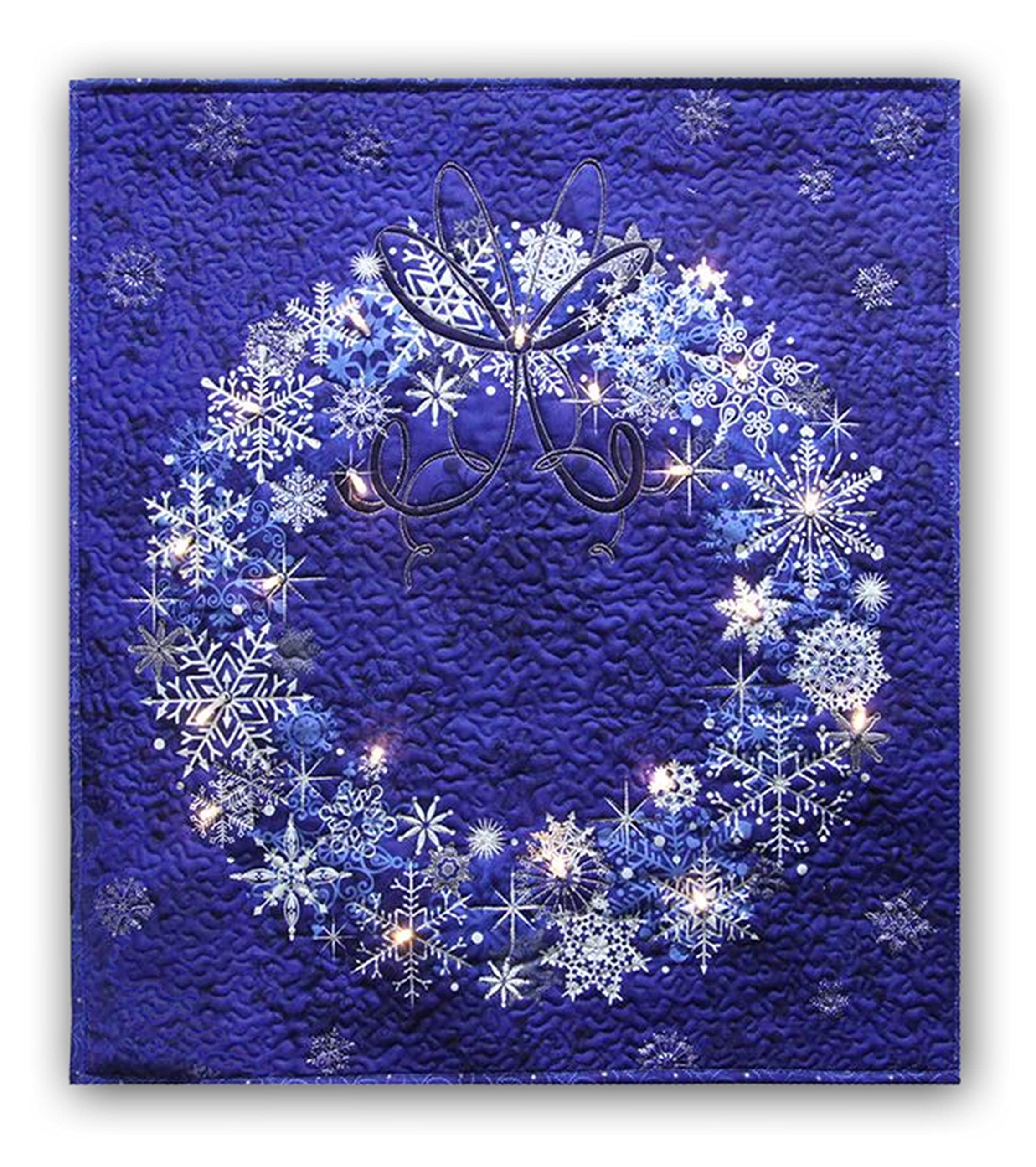 Easy Quilt Kit - Stonehenge Starlight Blue Wreath Starry Night Complete Wall Hanging Kit with Lights - Free Priority Shipping!