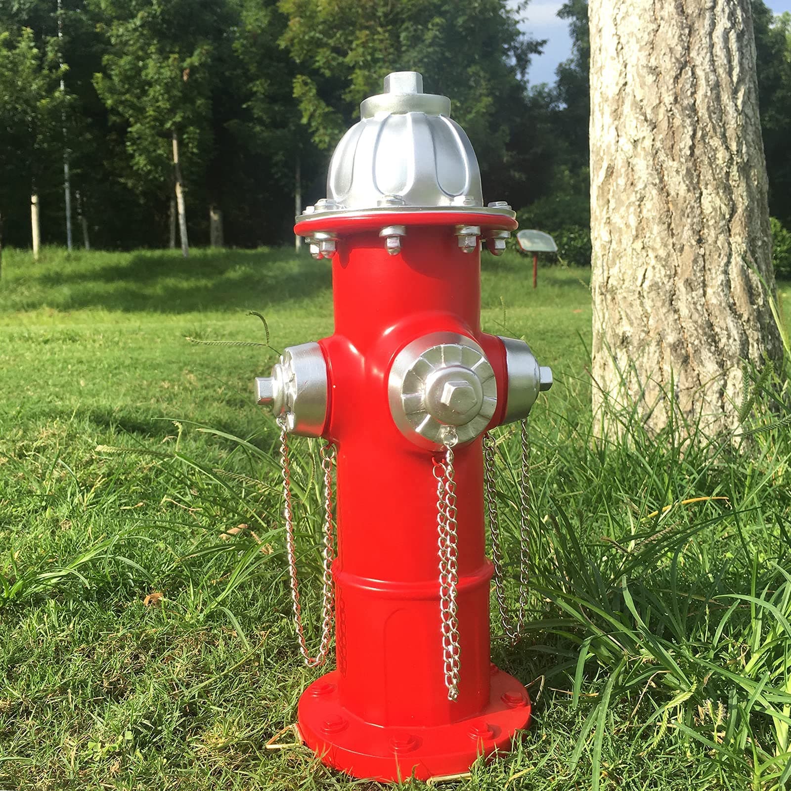 Dog Fire Hydrant Puppy Statue Puppy Pee Post Gift for Fireman, Fire Hydrant for Dog Full Color, Large Fire Hydrant Garden Décor Statue Dog's Second Best Friend (14")