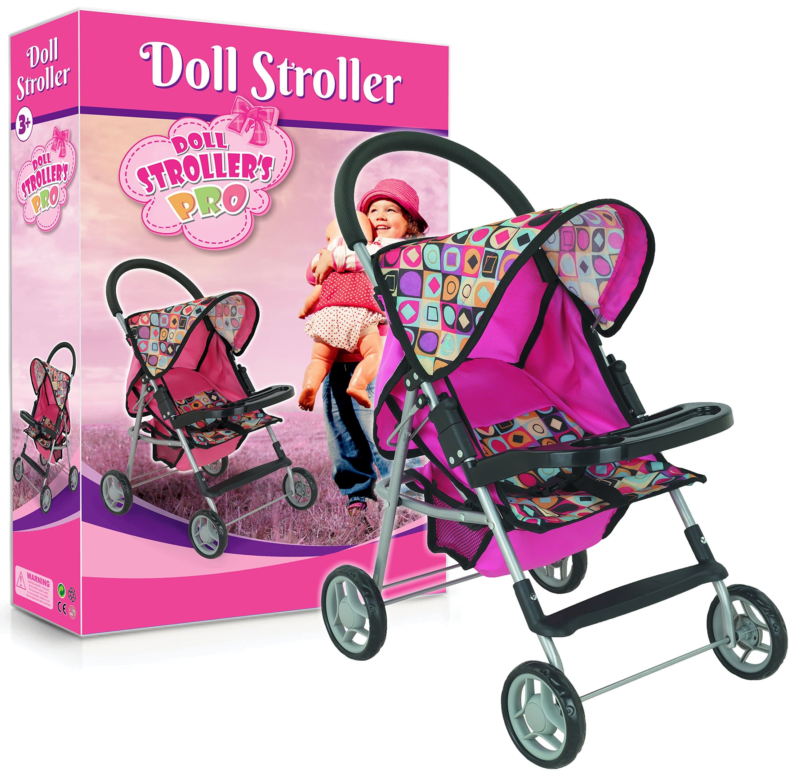 My First Doll Stroller Super Cute with Front Table and Storage Basket