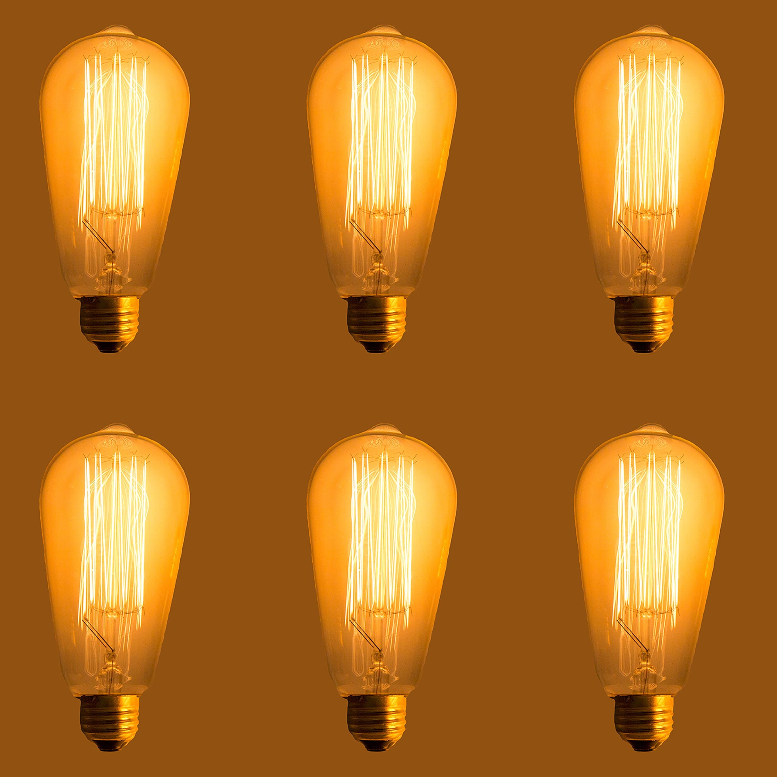 Edison Bulb, Edison Light Bulbs, Edison Bulb 40W, Vintage Light Bulb, Antique Light Bulbs, Vintage Light Bulbs, Filament Light Bulbs, Vintage Bulbs, Edison Light Bulb, Vintage Edison Bulbs, Pack of 6