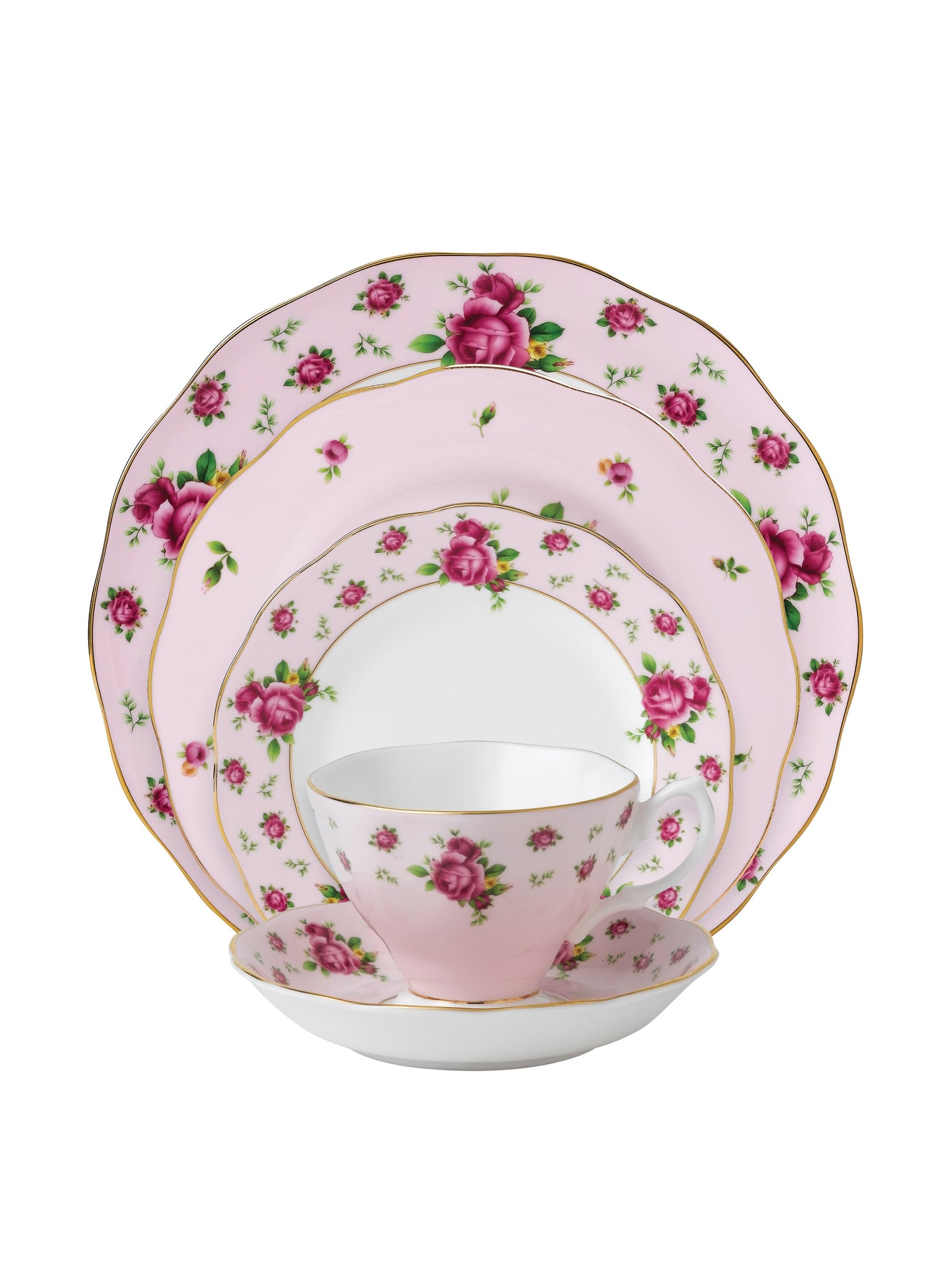 New Country Roses Pink 5-Piece Place Setting