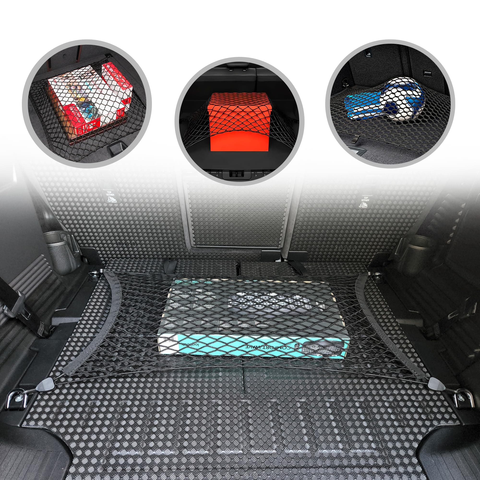 Floor Style Automotive Elastic Trunk Mesh Cargo Net for Land Rover Defender 2020-2025- Premium Trunk Organizers and Storage - Luggage Net for SUV - Best Car Organizer for Land Rover Defender