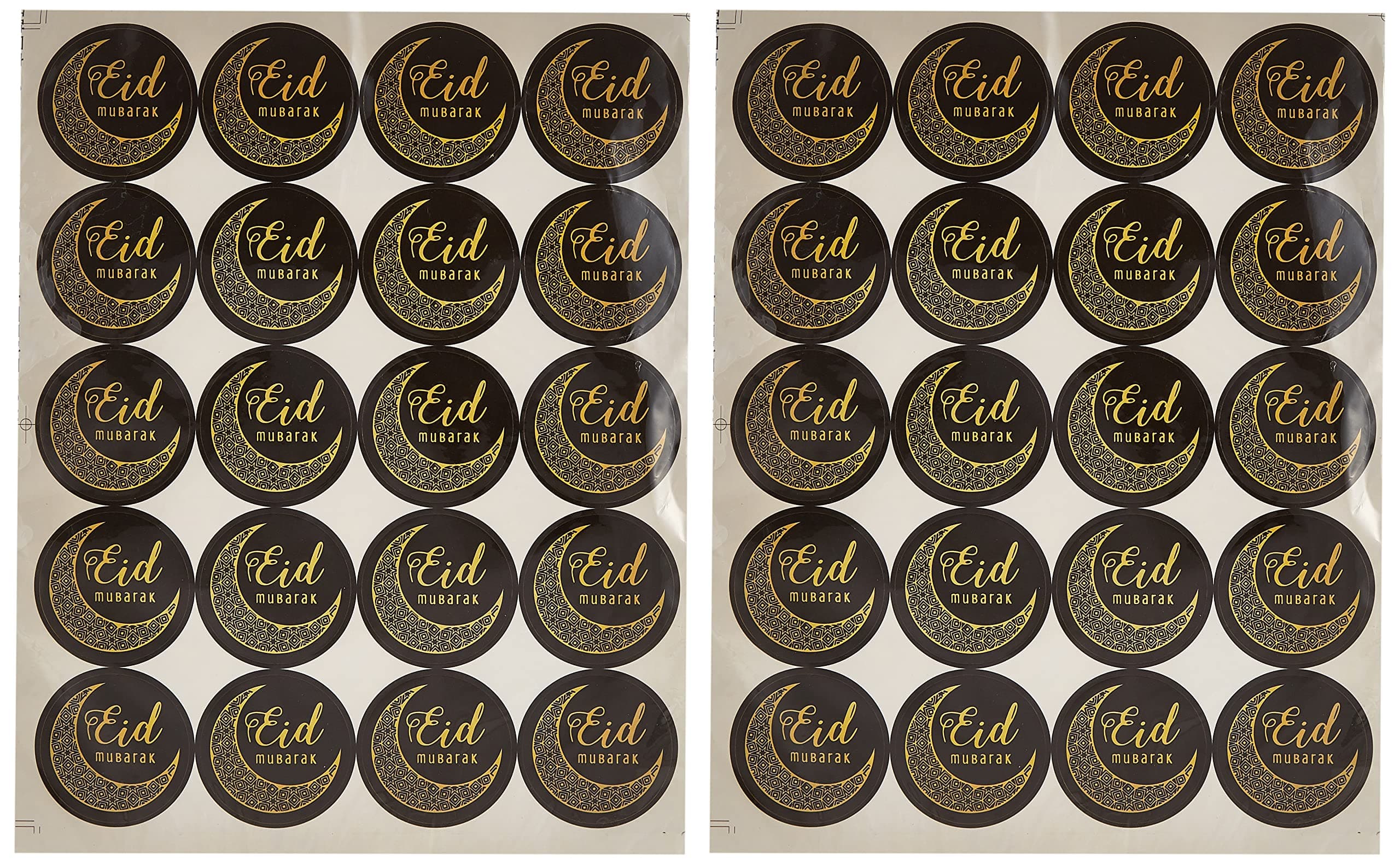 20 Eid Mubarak Self Adhesive Labels, black, TPP EML 20