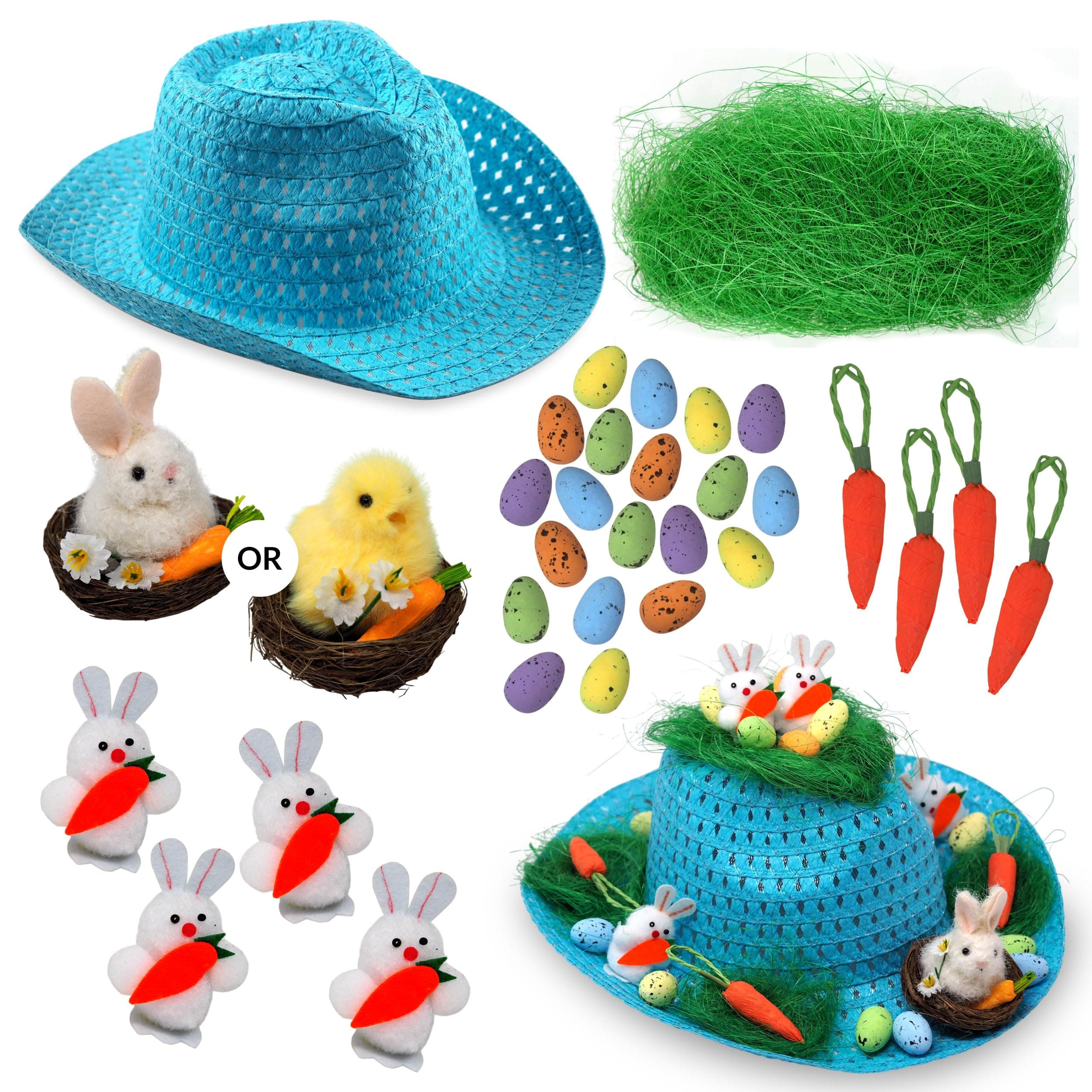 Boys Make Your Own Easter Bonnet Cowboy Hat Complete Decoration Kit w/Nest