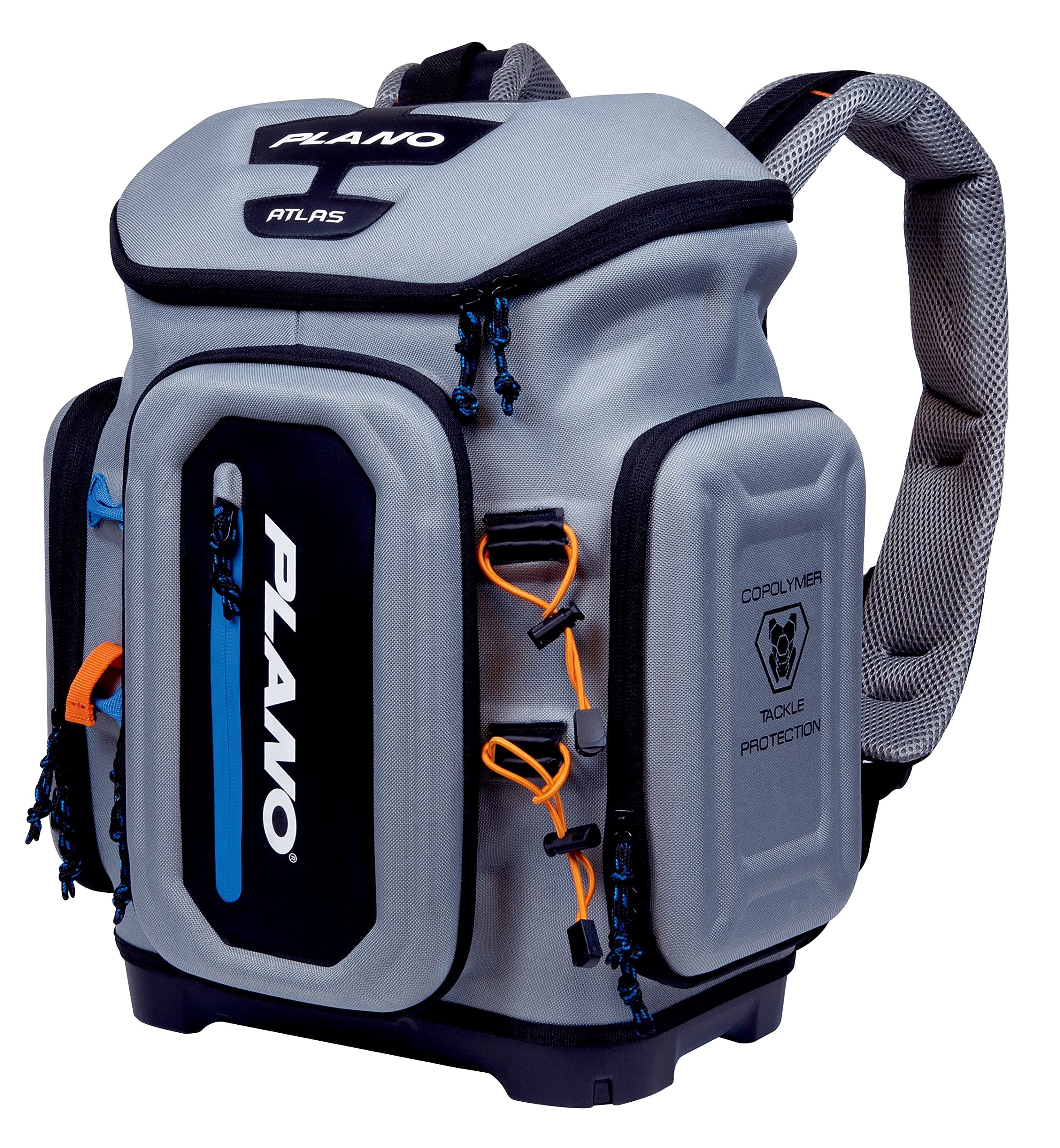 Plano Atlas 3700 Tackle Fishing Backpack, Gray EVA Material, Includes 3 3750 StowAway Utility Boxes for Worms, Lures, & Baits, Waterproof & Non-Skid Base, Grey