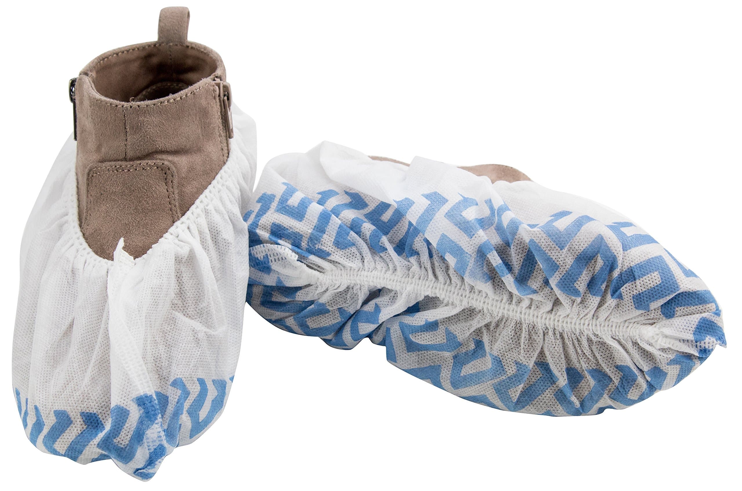 Disposable Non Slip Shoe Cover Booties | Extra Thick, Water Resistant Polypropylene Shoe Guards | Indoor-Outdoor Shoe Protectors Perfect for Medical Use, Housekeeping, Real Estate | 100 Count