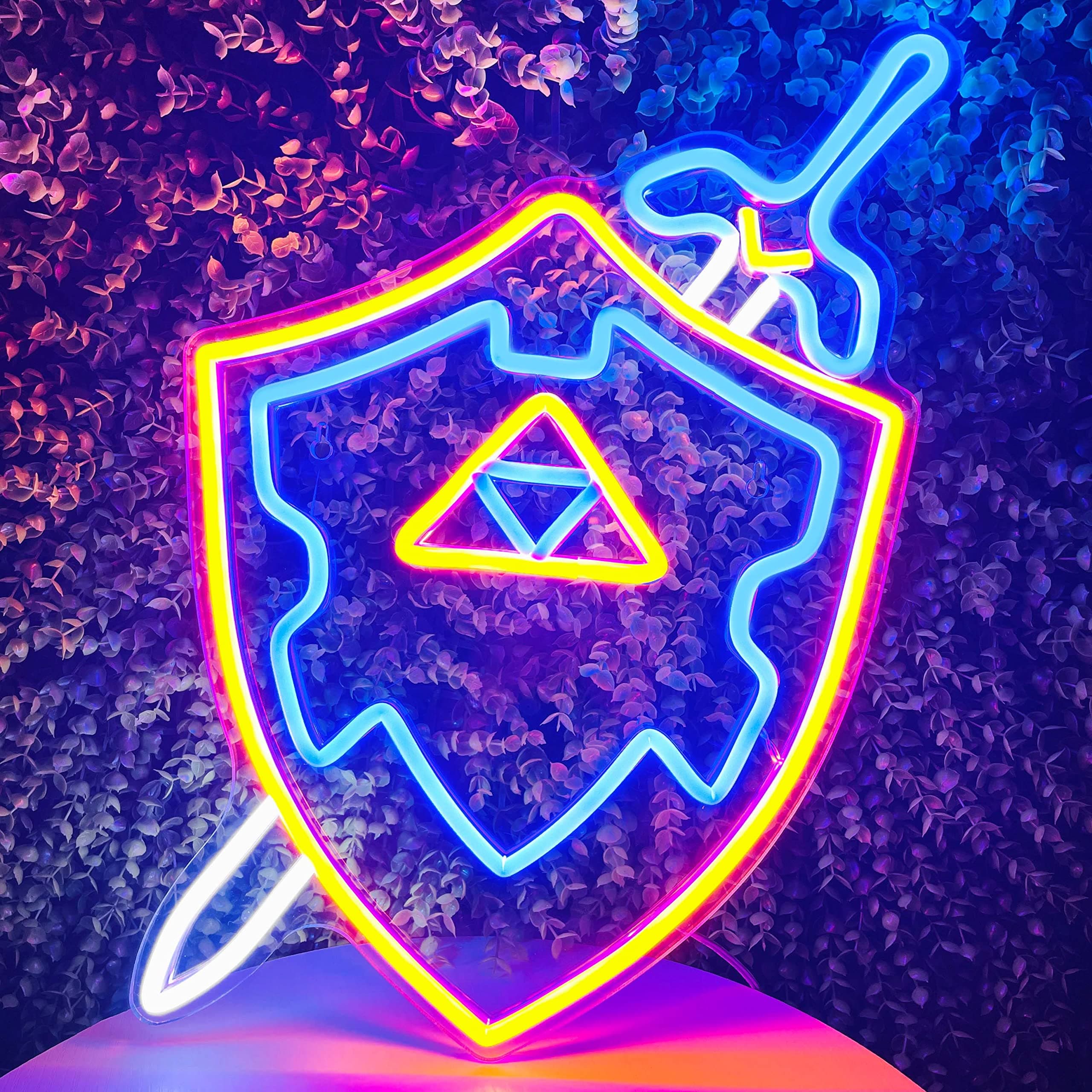 BPA Neon Sign Sword & Shield LED Sign Master Sword LED Neon Light Cool Game Room Decor Gaming Light Sword LED Signs Gamer Gifts for Teen Boys (1 Sword Shield Neon Sign with New Dimmer)