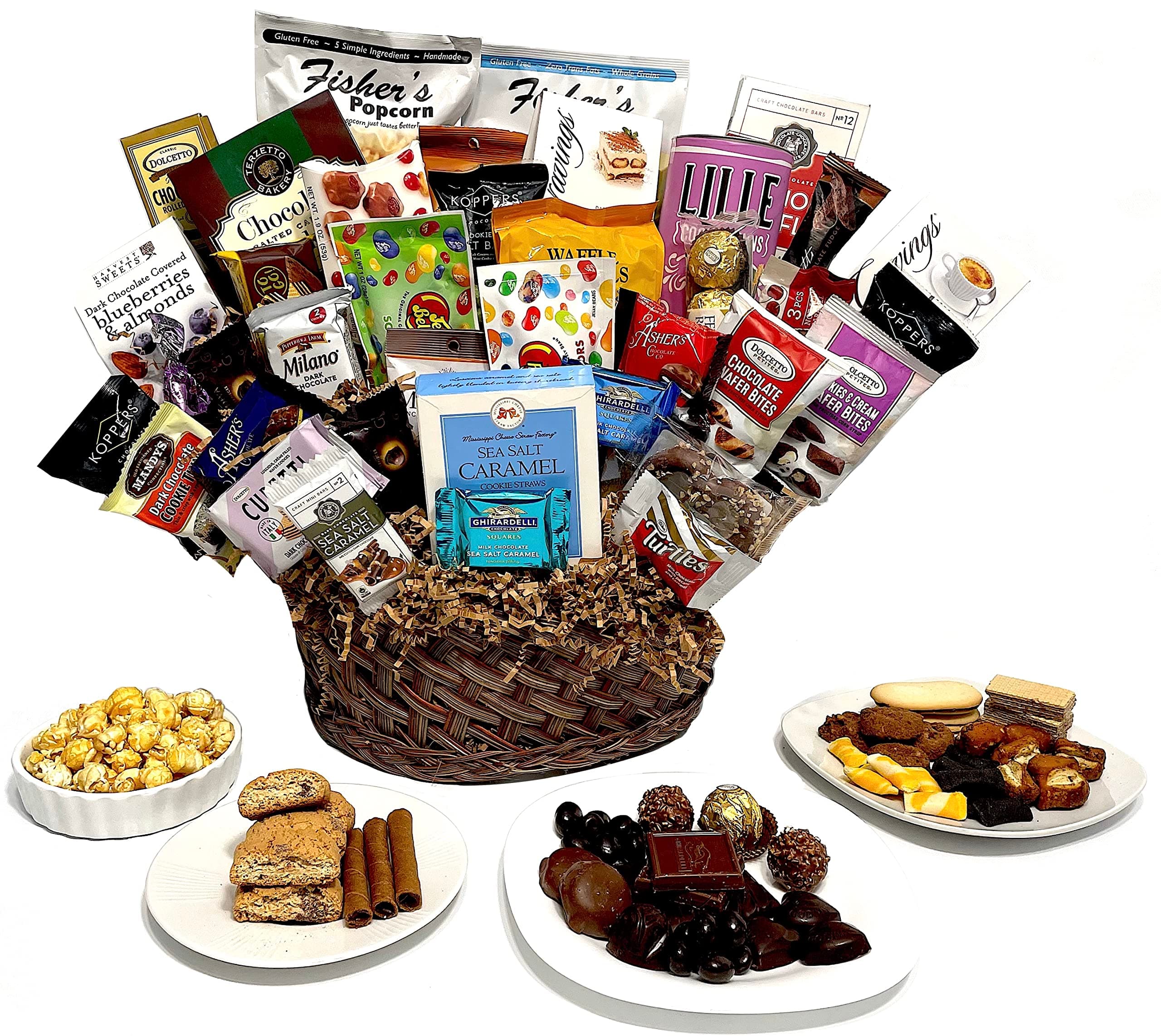 Easter Gourmet Gift Basket with Chocolate, Cookies, Candy, and Snacks. Hand-Crafted with premium foods for Kids, Men, Women, Friends, Family, and Teens (38 Piece)