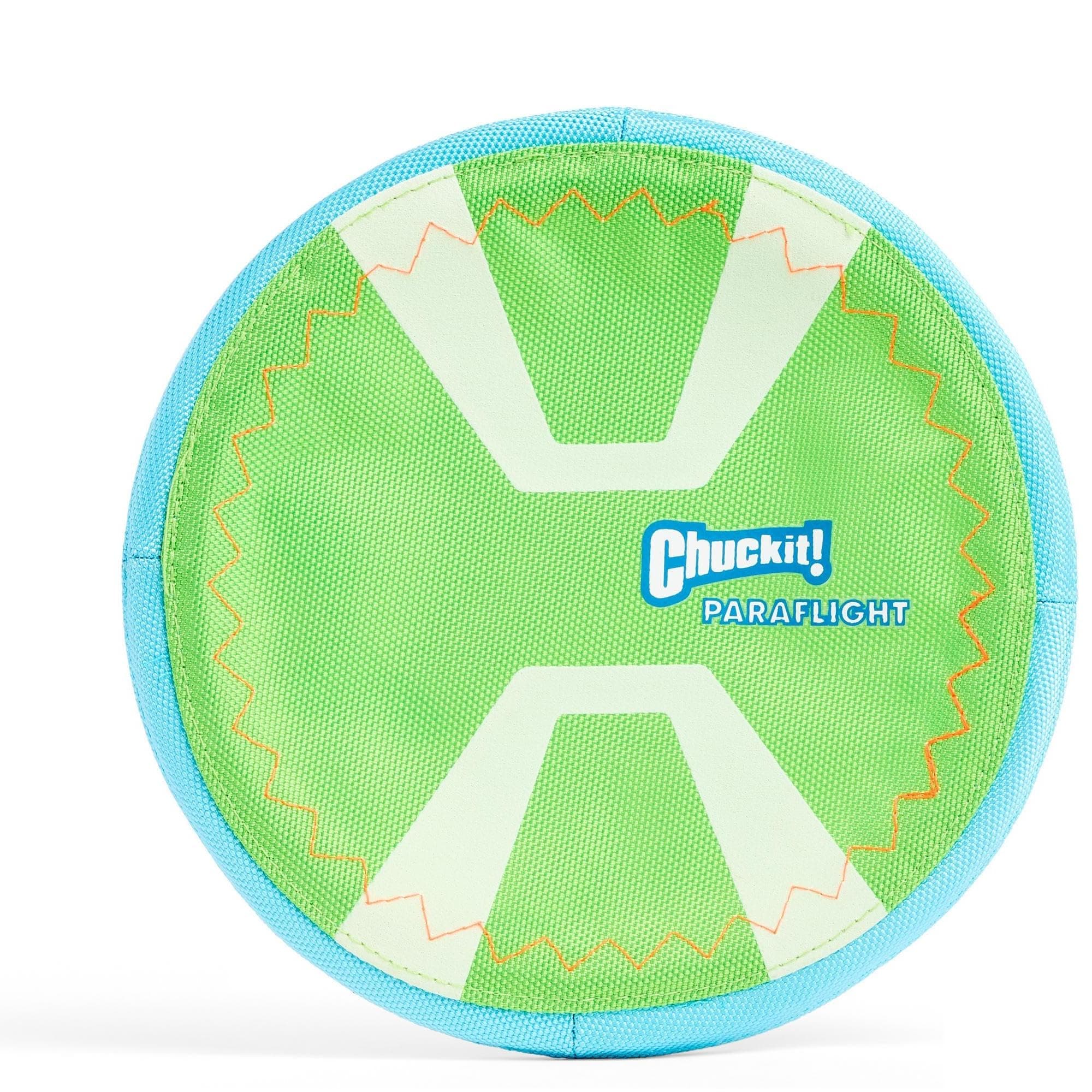 Chuckit! Paraflight Max Glow Dog Toy Light Up Flying Disc Fetch Play Frisbee for Dogs, Large