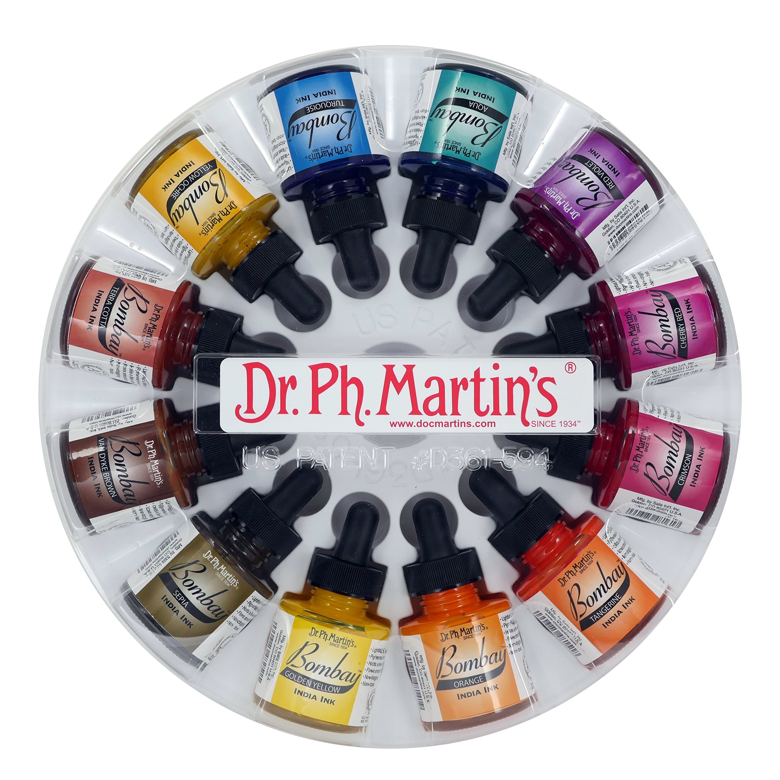 Dr. Ph. Martin's Bombay India Ink Bottles, 1.0 oz, Set of 12 (Set 2)