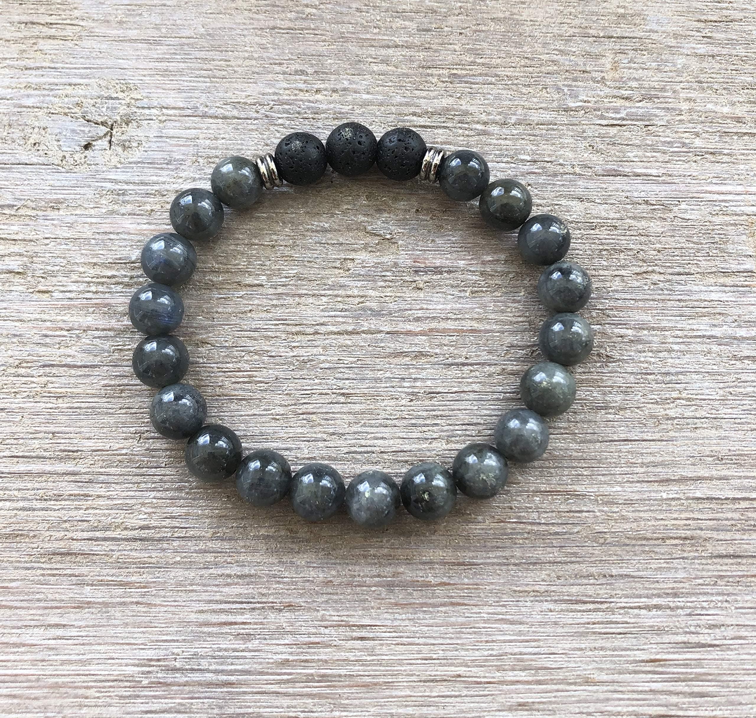 Labradorite and Lava Rock Aromatherapy Bracelet