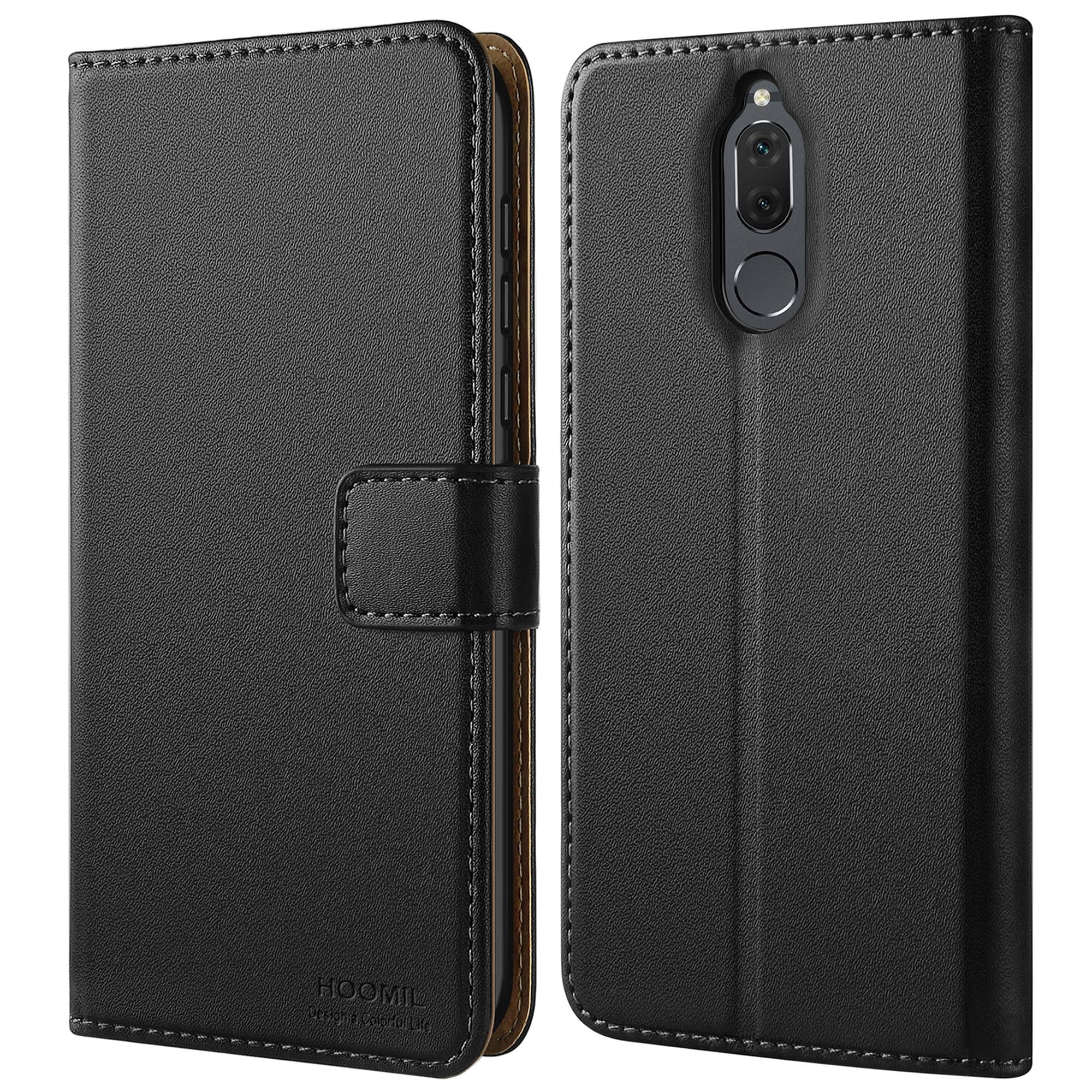 HOOMIL Case Compatible with Huawei Mate 10 Lite, Premium PU-Leather Flip Wallet Phone Case for Huawei Mate 10 Lite Cover (Black)
