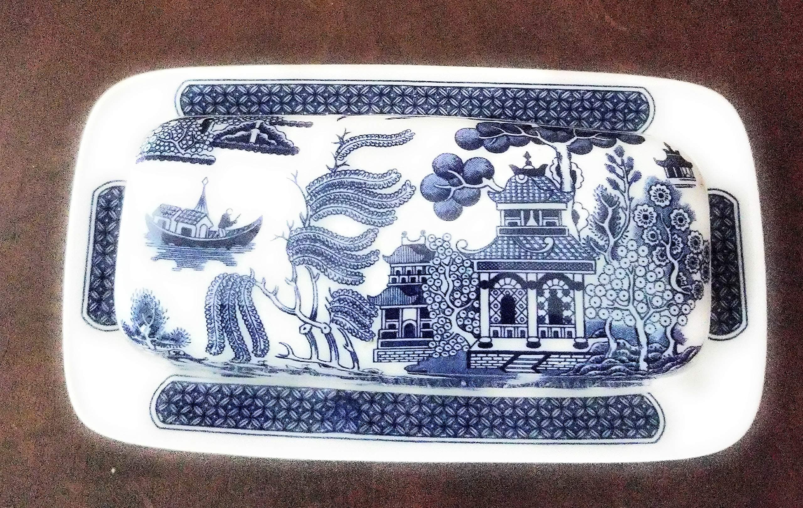 Churchill Blue Willow Butter Dish