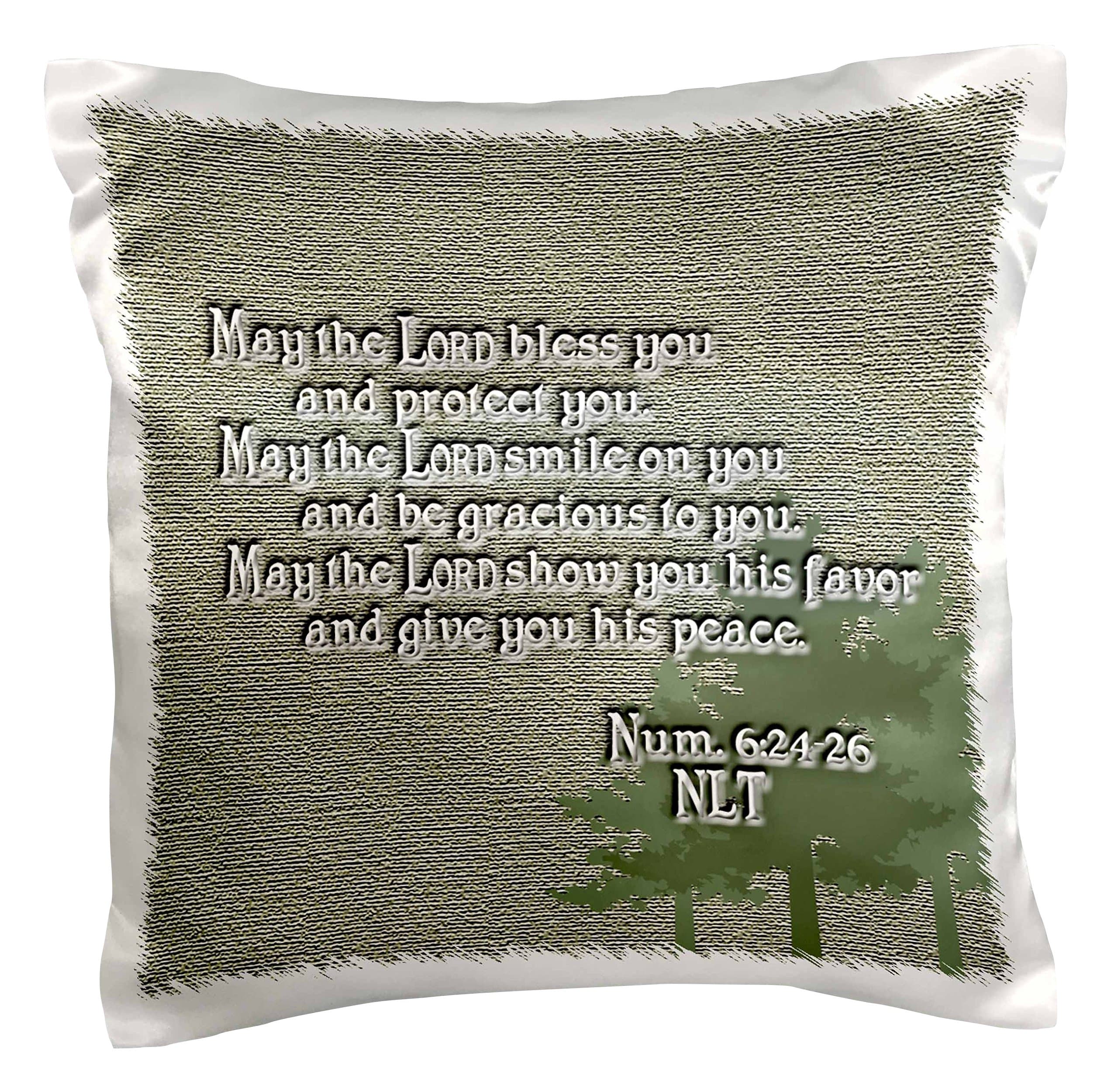 3dRose pc_22340_1 Aaron's Blessing Numbers 6 24 26 Bible Verse-Pillow Case, 16 by 16"