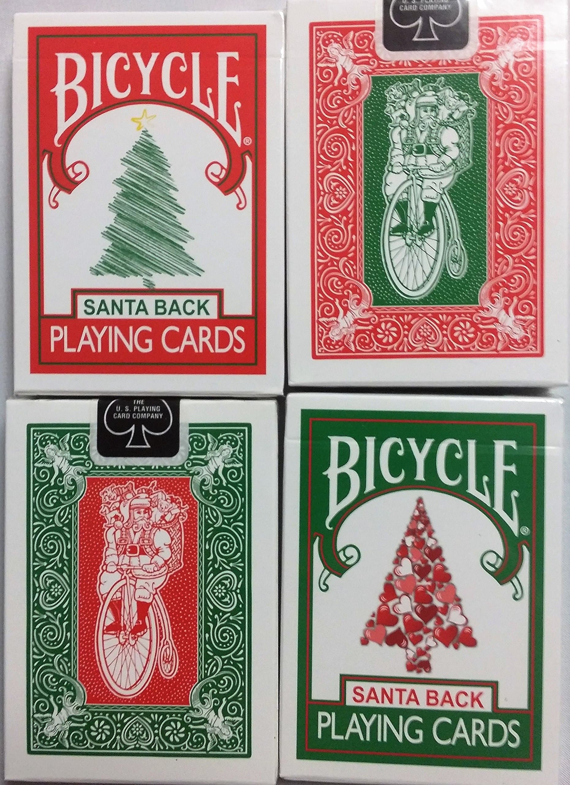 Rare 2 Deck Bicycle Santa Maiden Back Playing Cards 1 Red 1 Green Xmas Claus