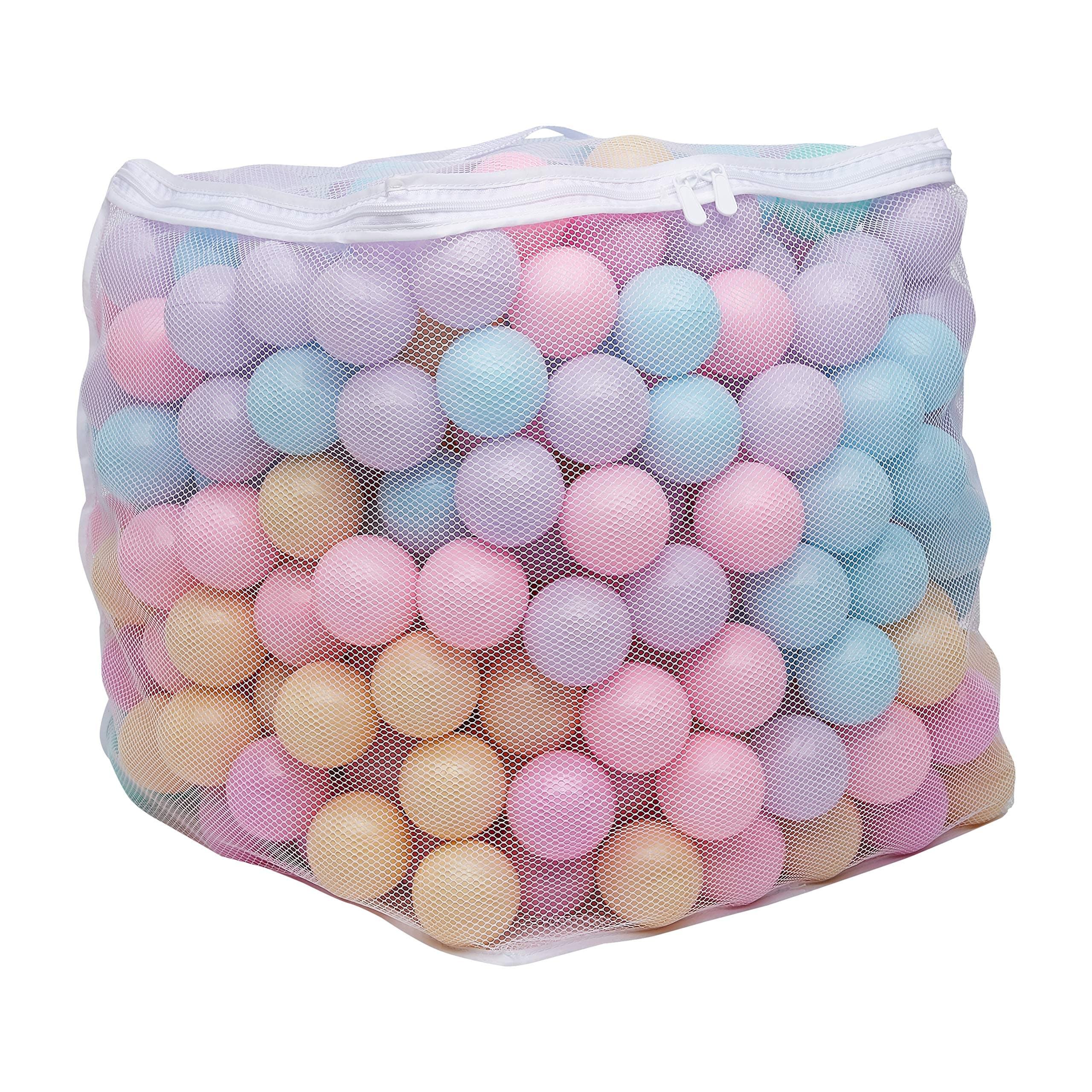 Amazon Basics BPA-Free Ball Pit Balls with Storage Bag, Crush-Proof Plastic for Toddlers Kids 12+ Months Play, 6 Pastel Colors, Pack of 400