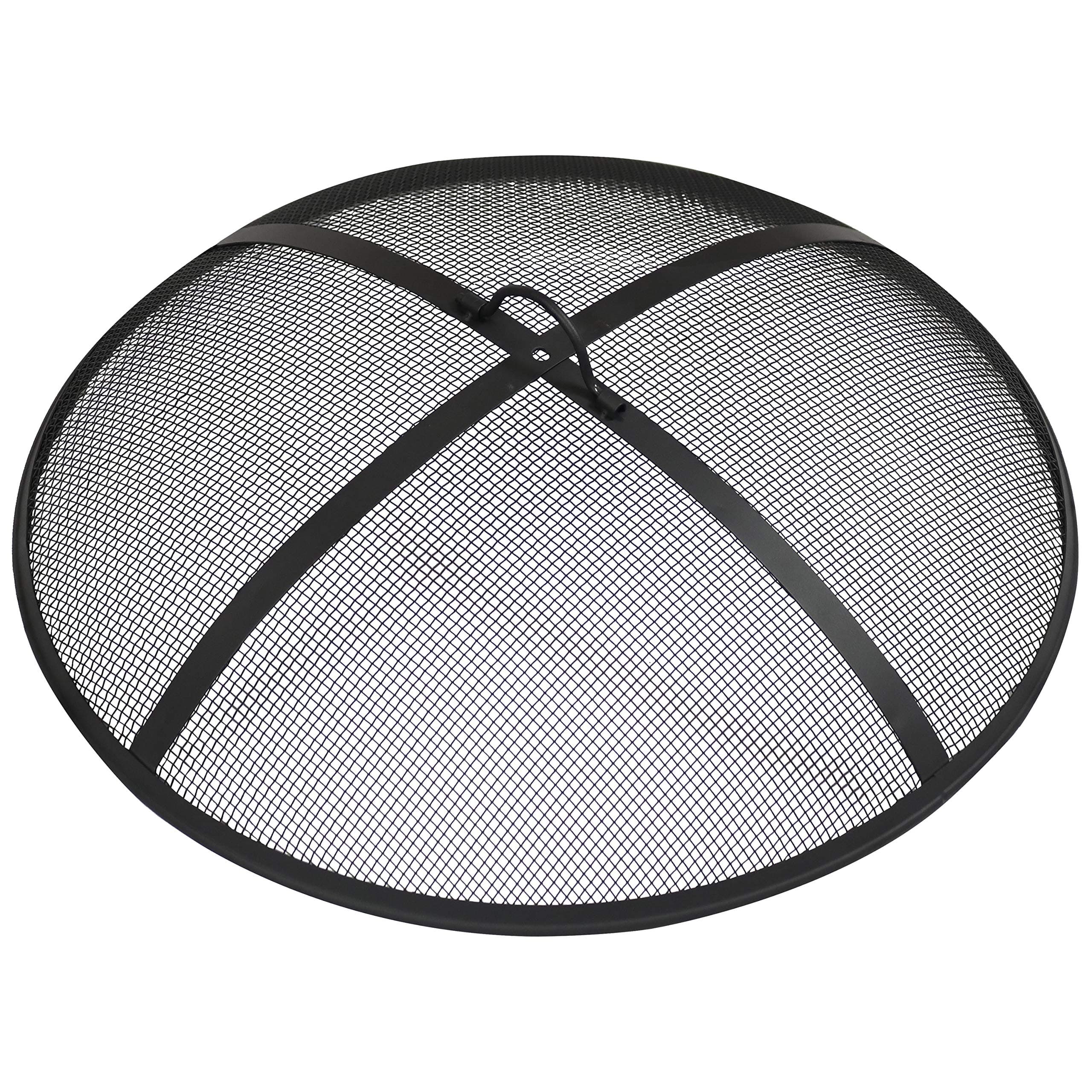Sunnydaze Heavy-Duty Steel Mesh Fire Pit Screen - Fire Pit Spark Screen with Handle - 30-Inch Diameter