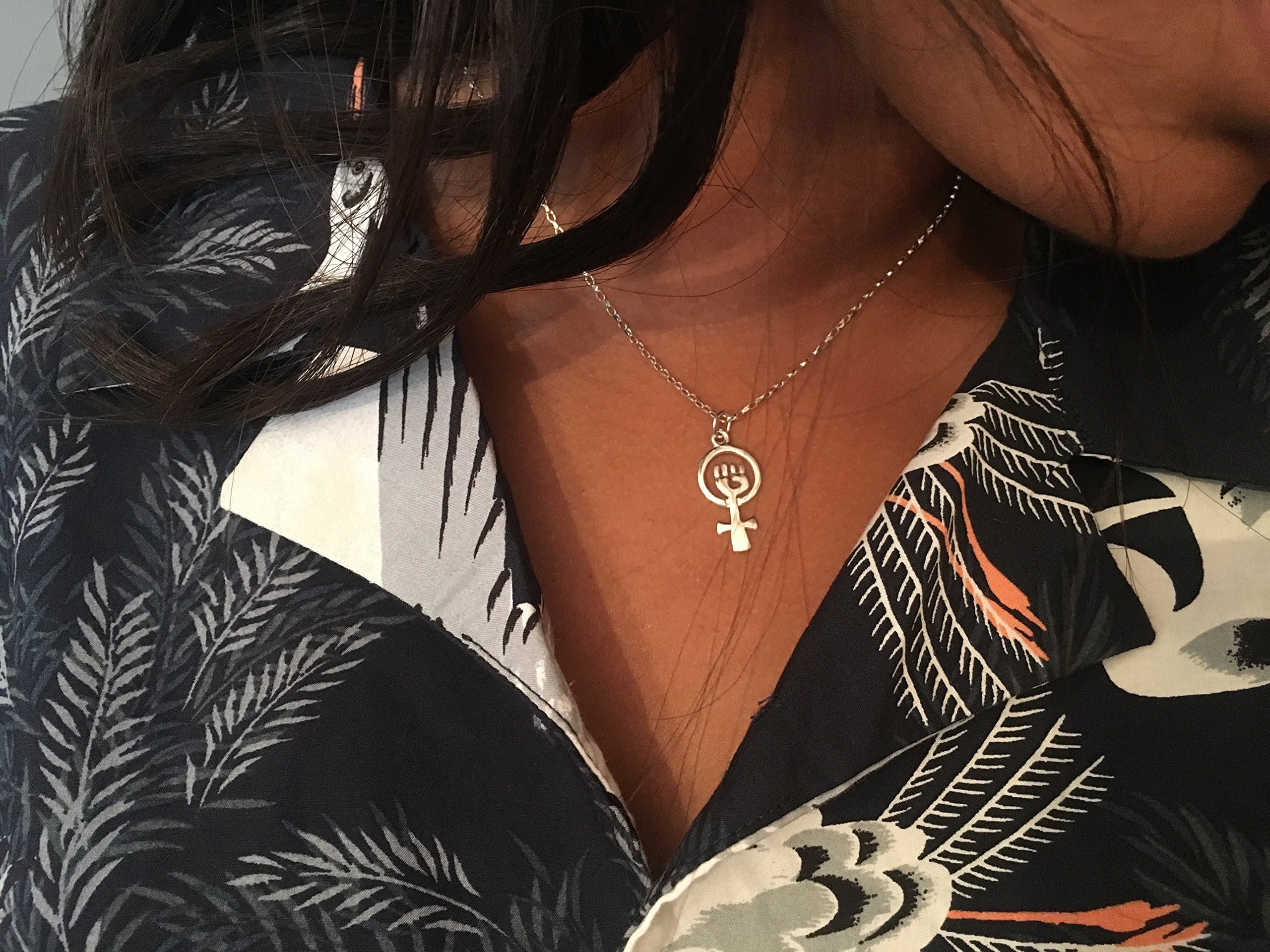 Silver Feminist Fist Necklace