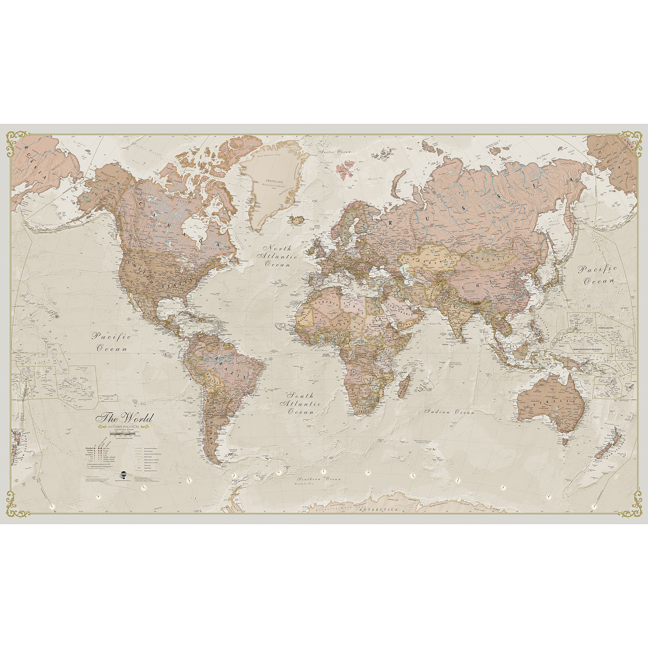 Giant World Map - Antique World Map Poster - Laminated – 201 x 116