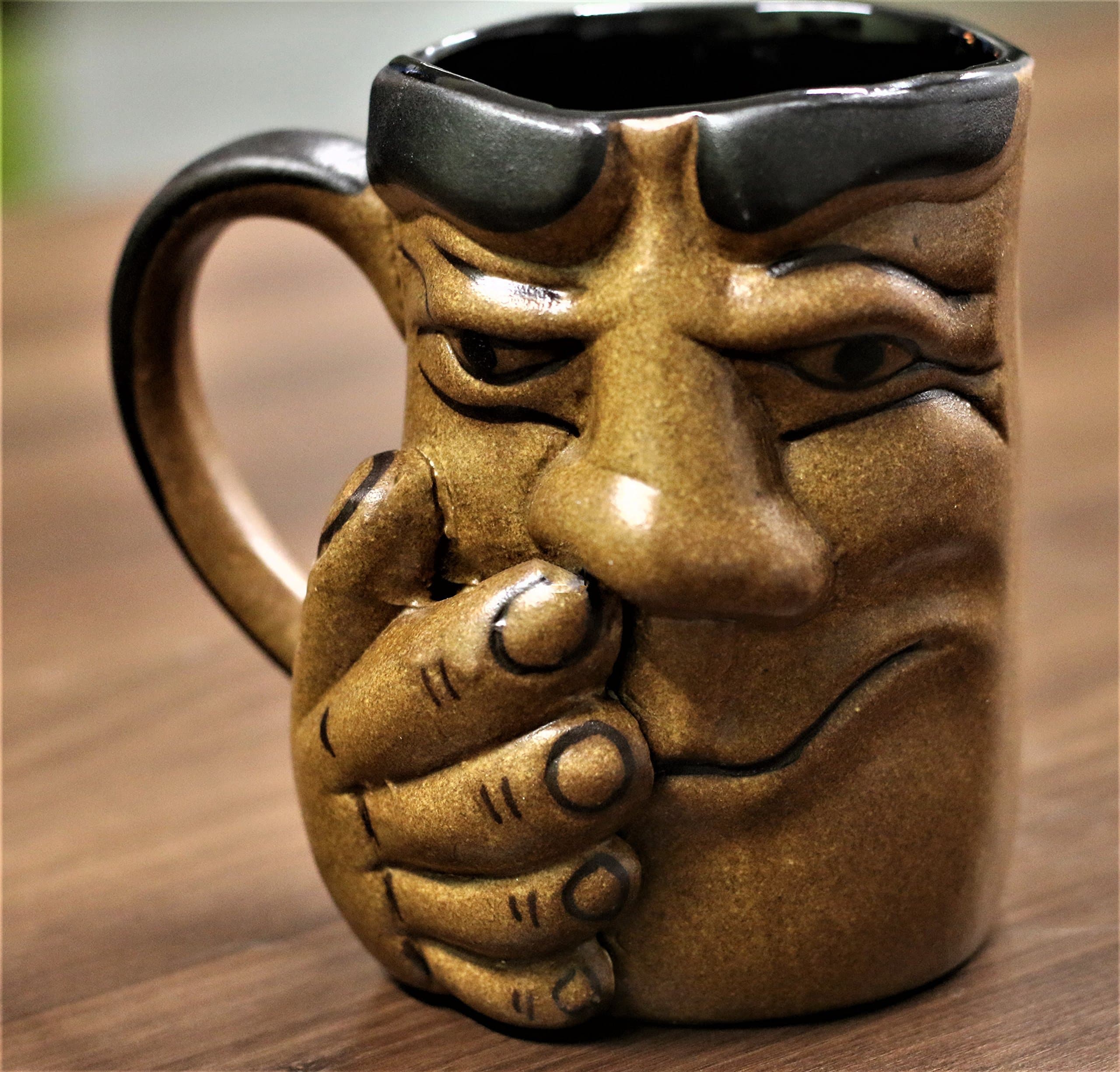 WEIRD WOLF Johnny Hand-Crafted Coffee Mug for Gifting, 400 mL, Dark Chocolate Edition