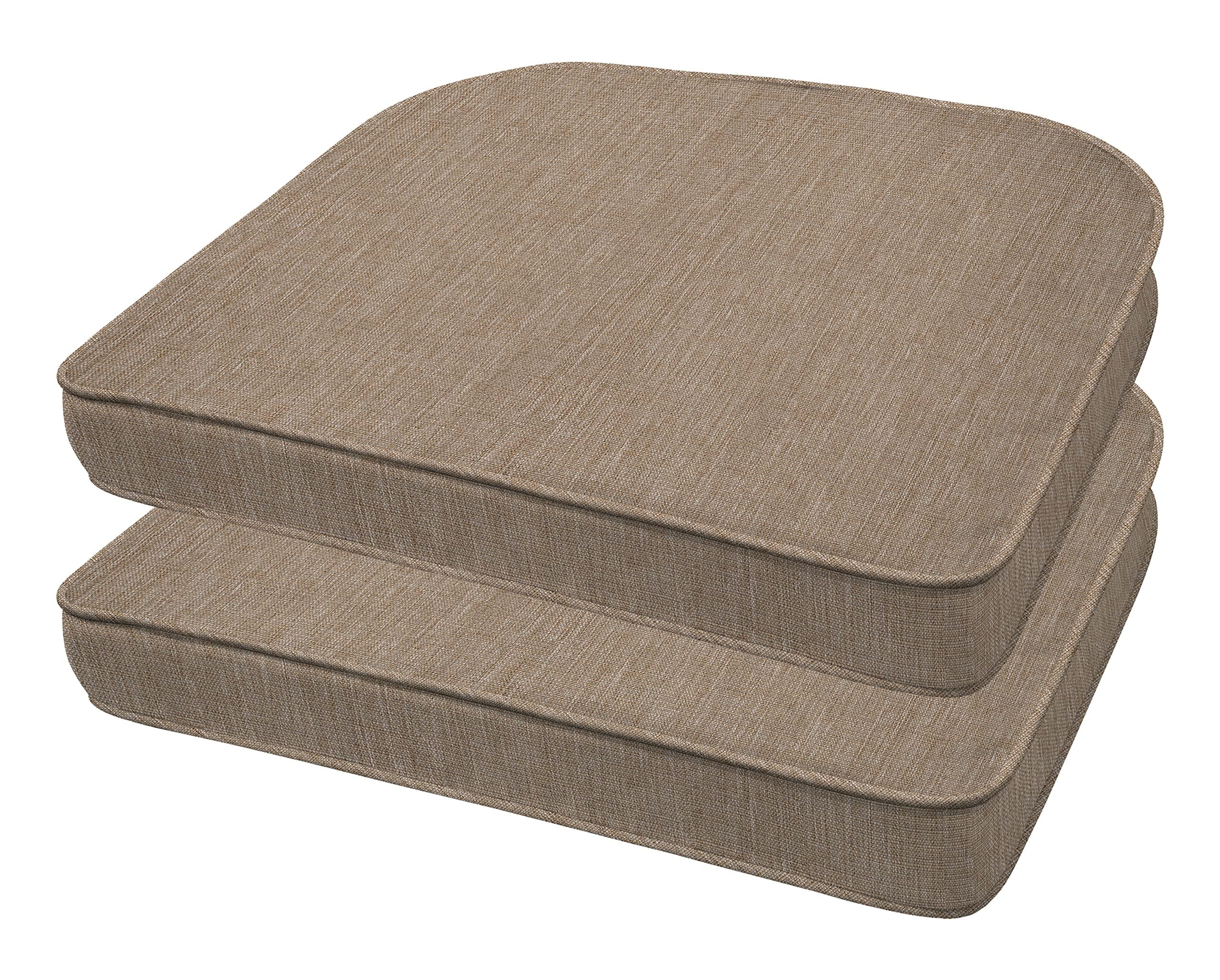 Honeycomb Indoor/Outdoor Textured Solid Birch Tan Rounded Seat Cushion: Recycled Fiberfill, Weather Resistant, Comfortable and Stylish Pack of 2 Patio Cushions: 21” W x 18.5” D x 2.5” T