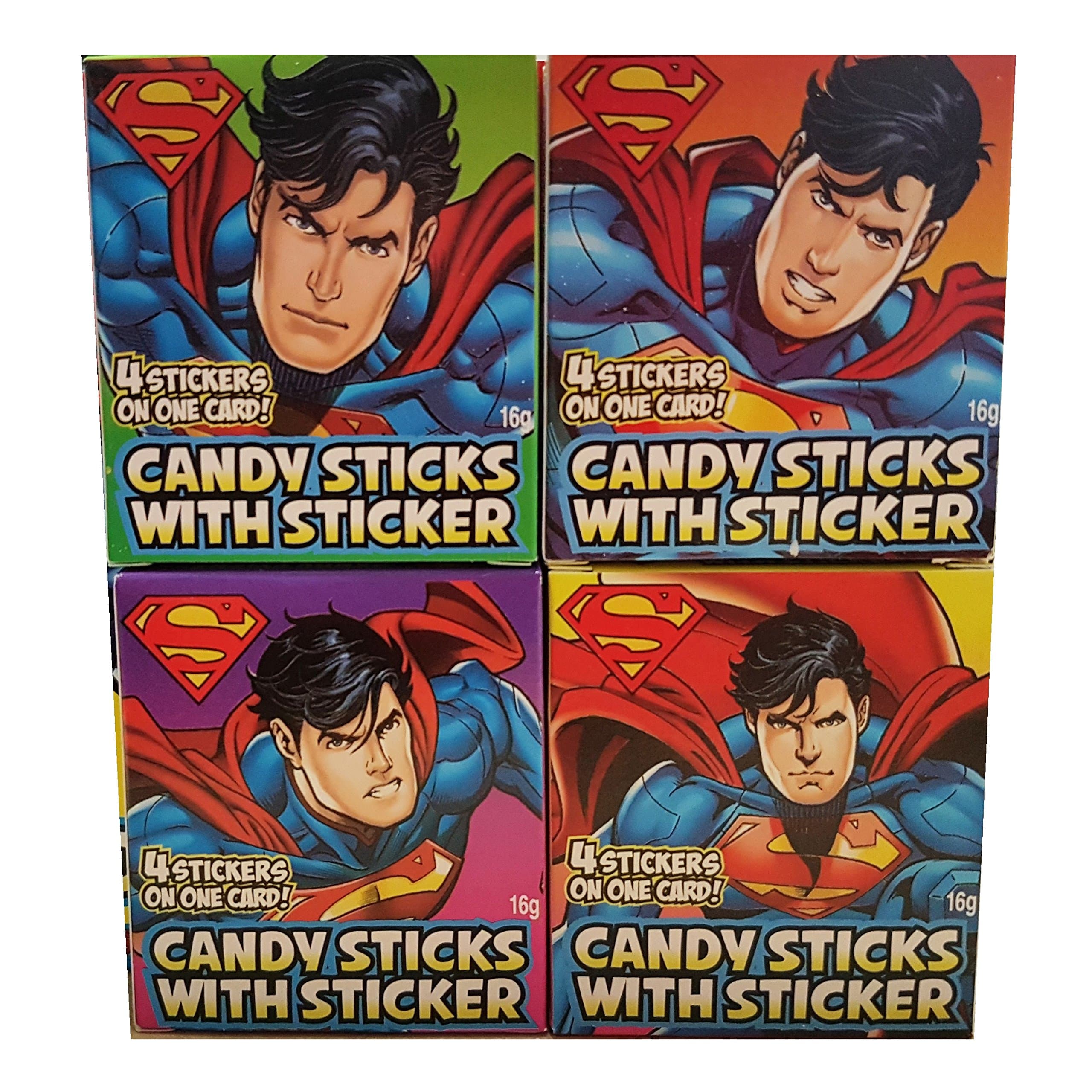 Superman - Assorted Sweet Candy Sticks with Mini Stickers (Pack of 6)