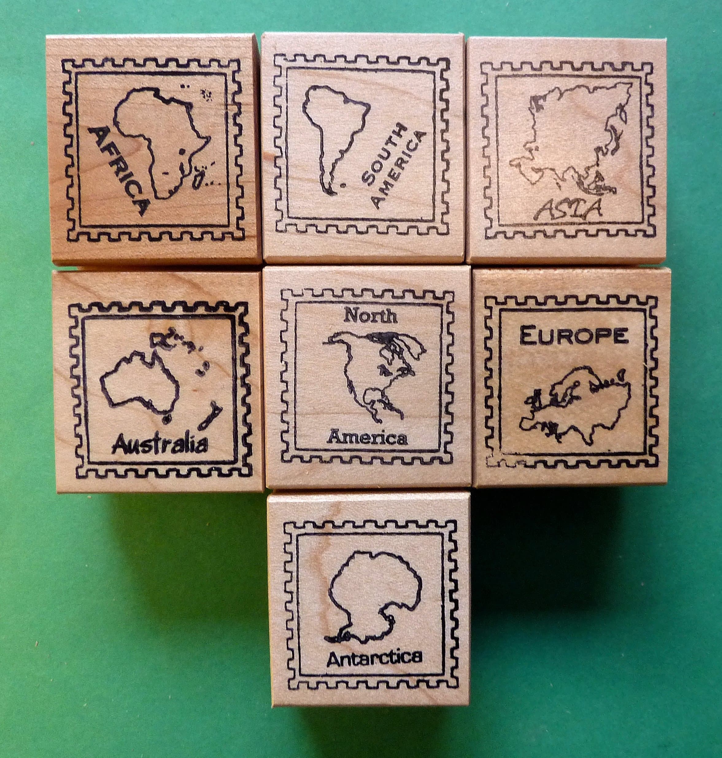 Continent/Passport Rubber Stamp Frames, Set of 7