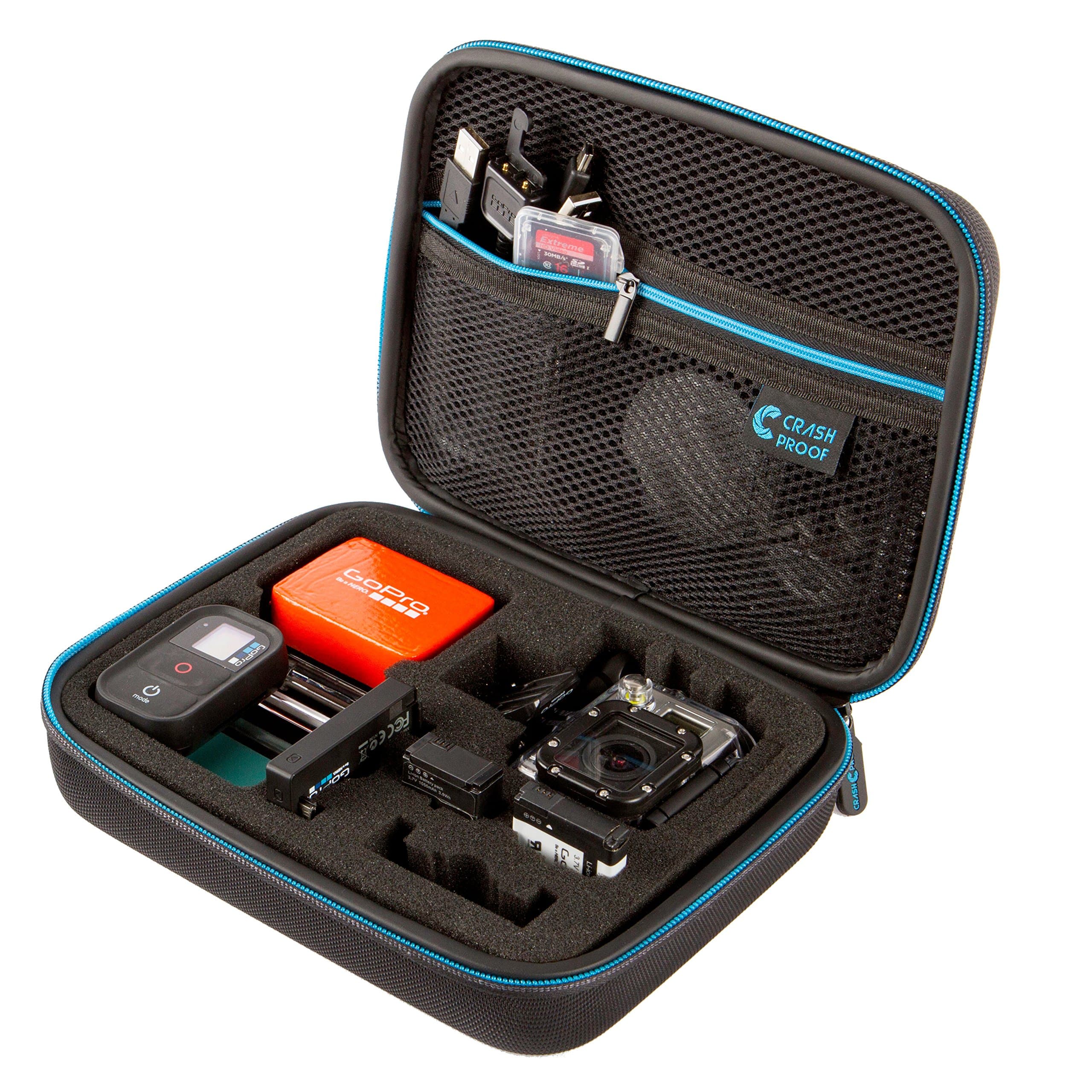 Crashproof Premium Case for Gopro Hero Camera 1,2,3,3+,4 Medium- Hard Protective Case with EVA Foam - Ideal for Storage, Carrying, and Travel. + 100% Hassle Free Guarantee - Best Black Bag Cases