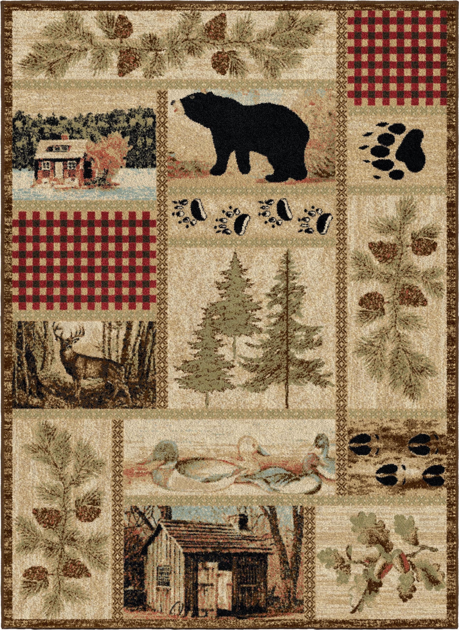 Rustic Lodge Forest Cabin 8x10 Area Rug, 7'10x9'10