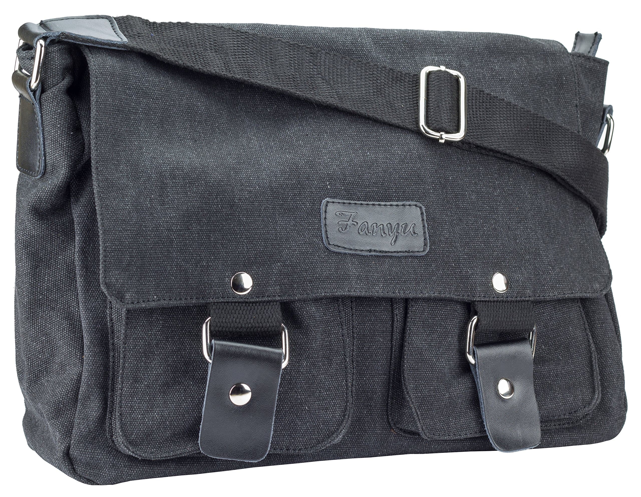 JS Fanyu Kangaroo Canvas Messenger Bag (Black)