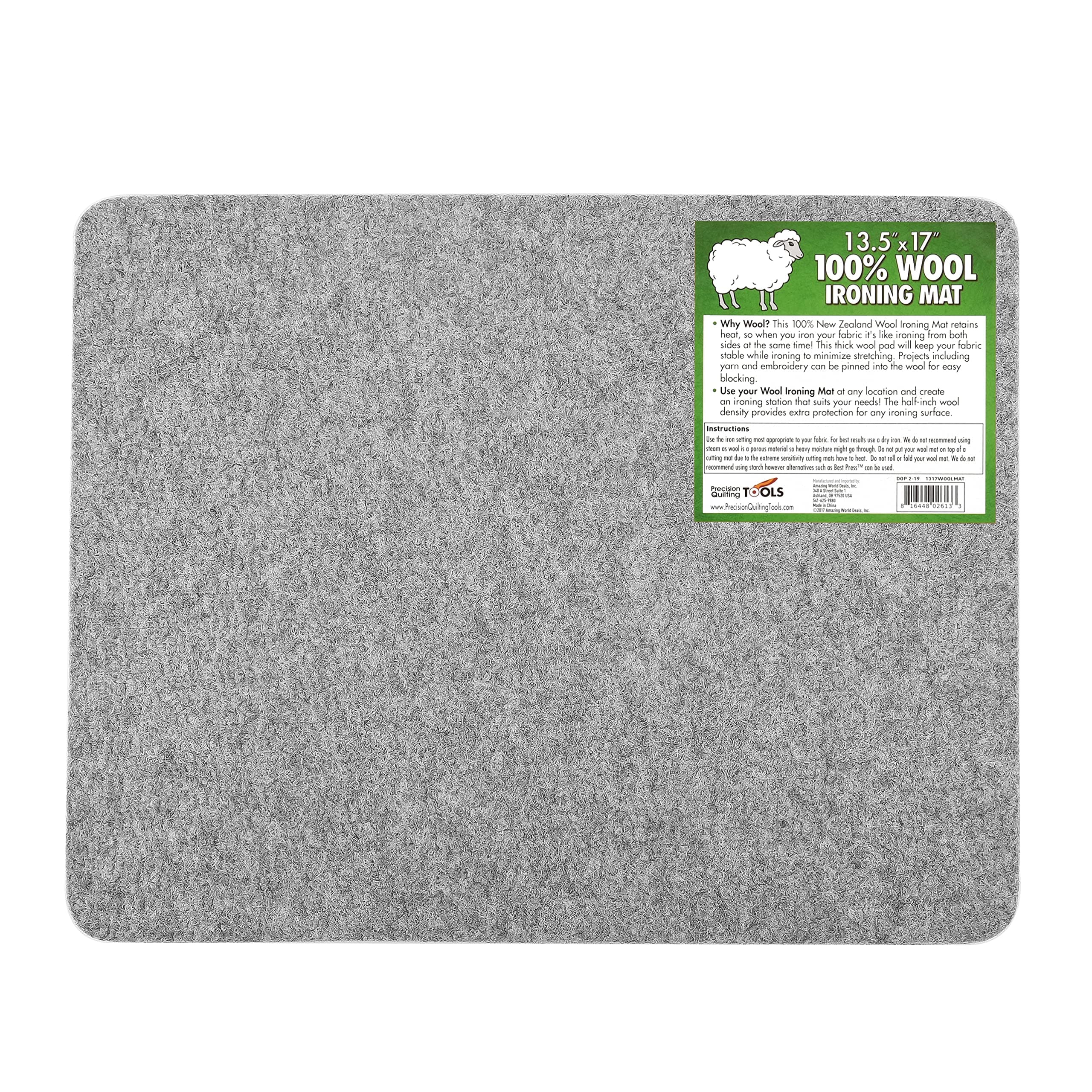 Precision Quilting Tools13" x 17" Wool Ironing Mat for Quilting - 100% New Zealand Wool Pressing Pad, Ironing Station Which Retains Heat – Great for Quilting & Sewing Notions!