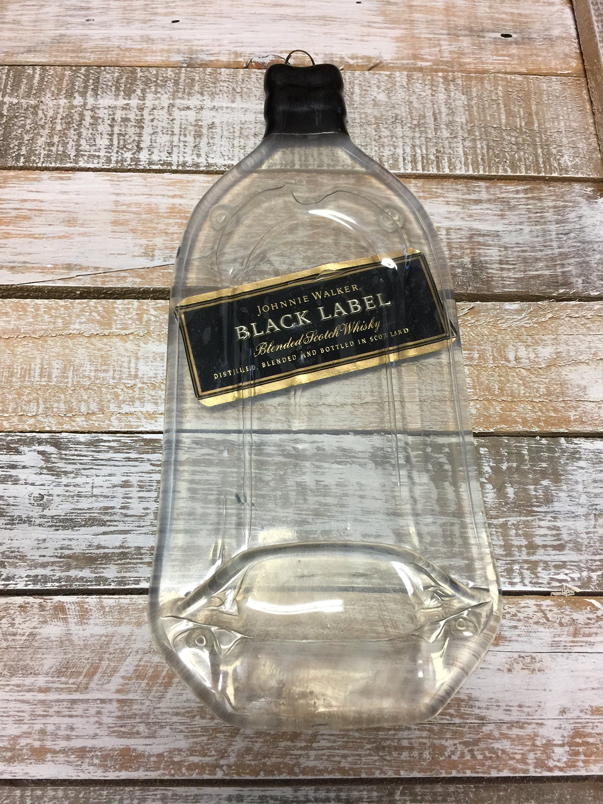 Johnnie Walker Black Label Whiskey Handmade Melted Bottle Serving Tray - Great one of Kind