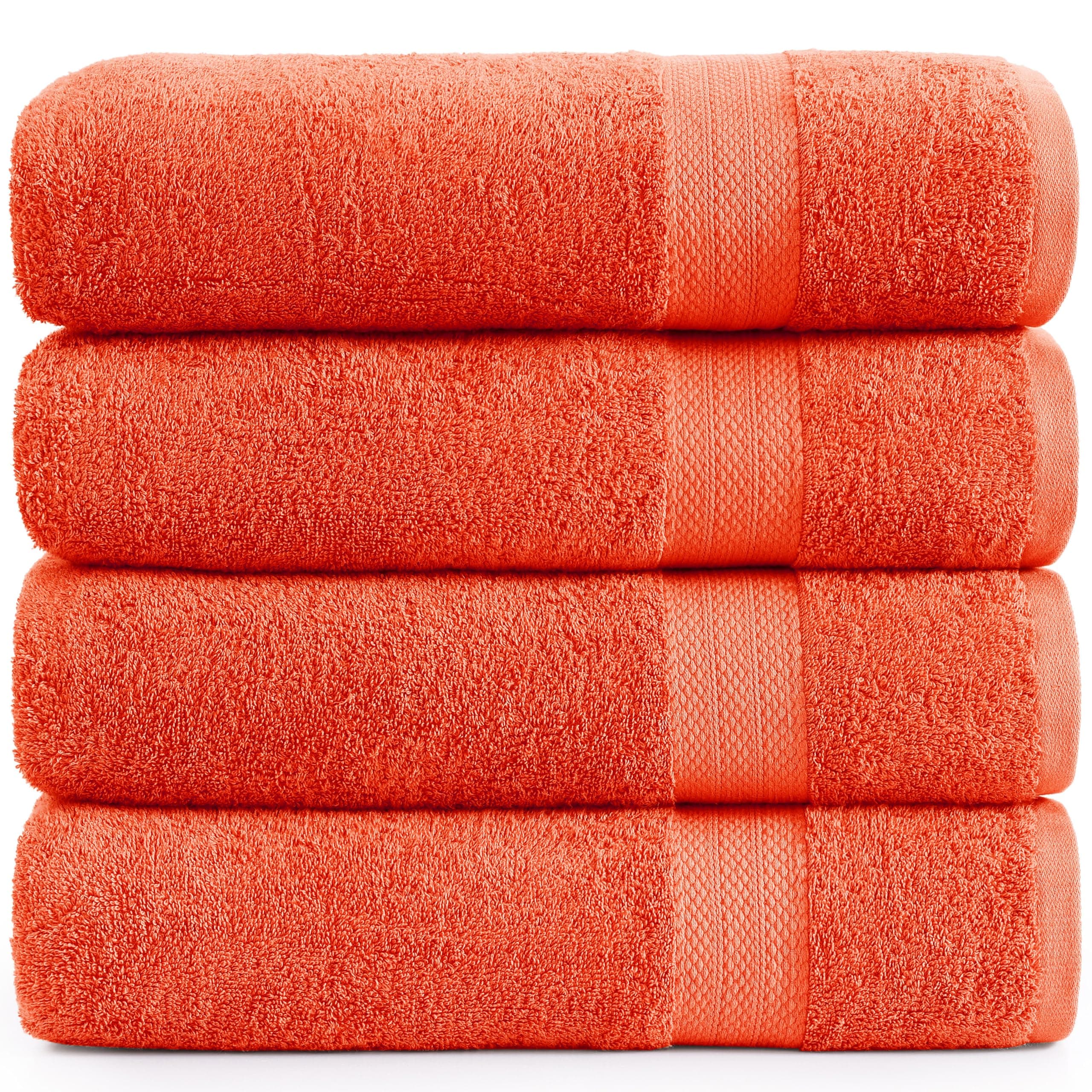 LANE LINEN 4 Pack Bath Towels (28"x54") - 100% Ring Spun Cotton Towels Set for Bathroom - Quick Dry, Ultra Soft & Absorbent Large Bath Towel Set - Can be Used for Salon, Spa & Hotel - Tiger Lily
