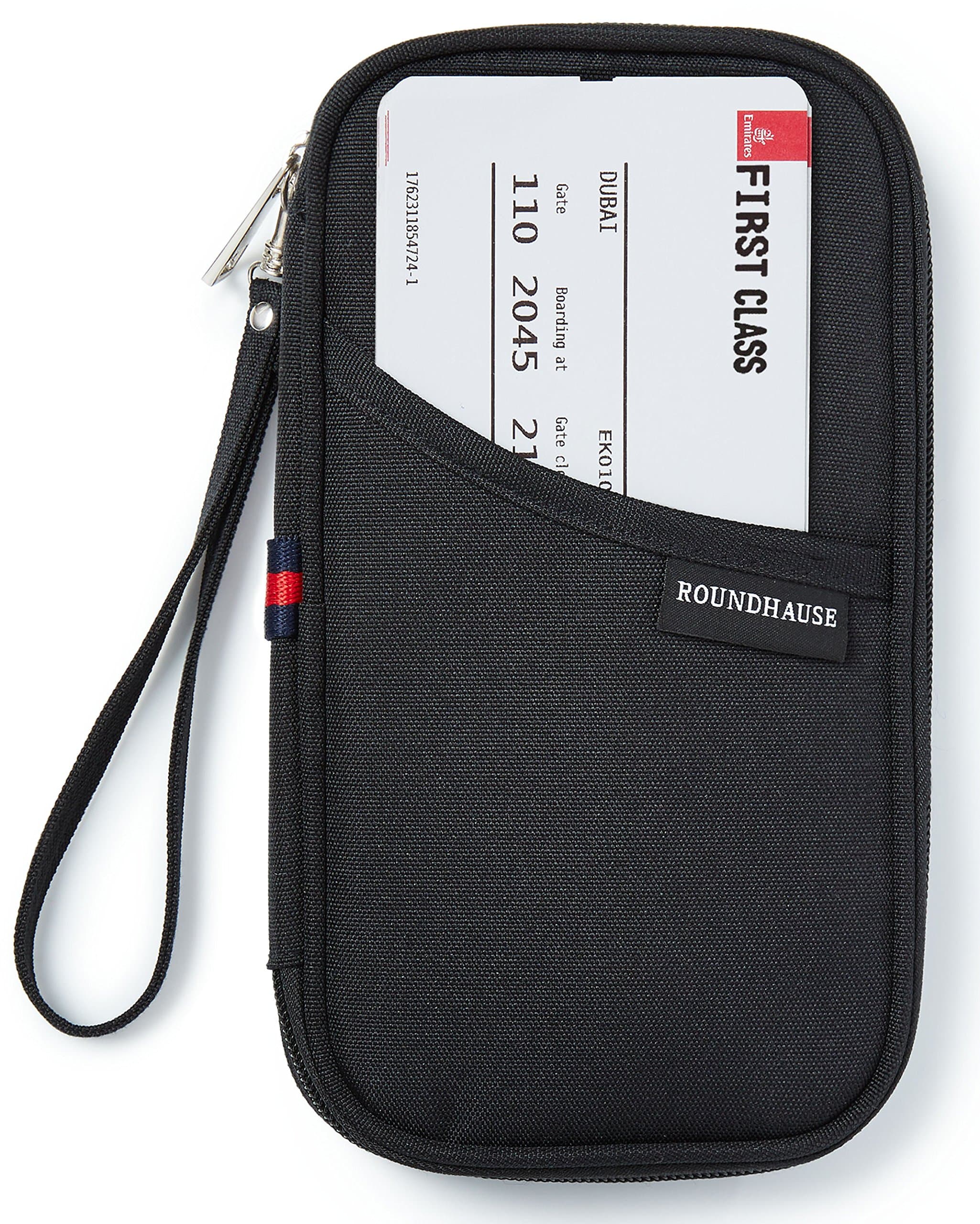 Quality Multi Purpose Travel Document Boarding Pass Organiser Passport Wallet Ticket Credit Card Holder W/Detachable Key Holder (Black)