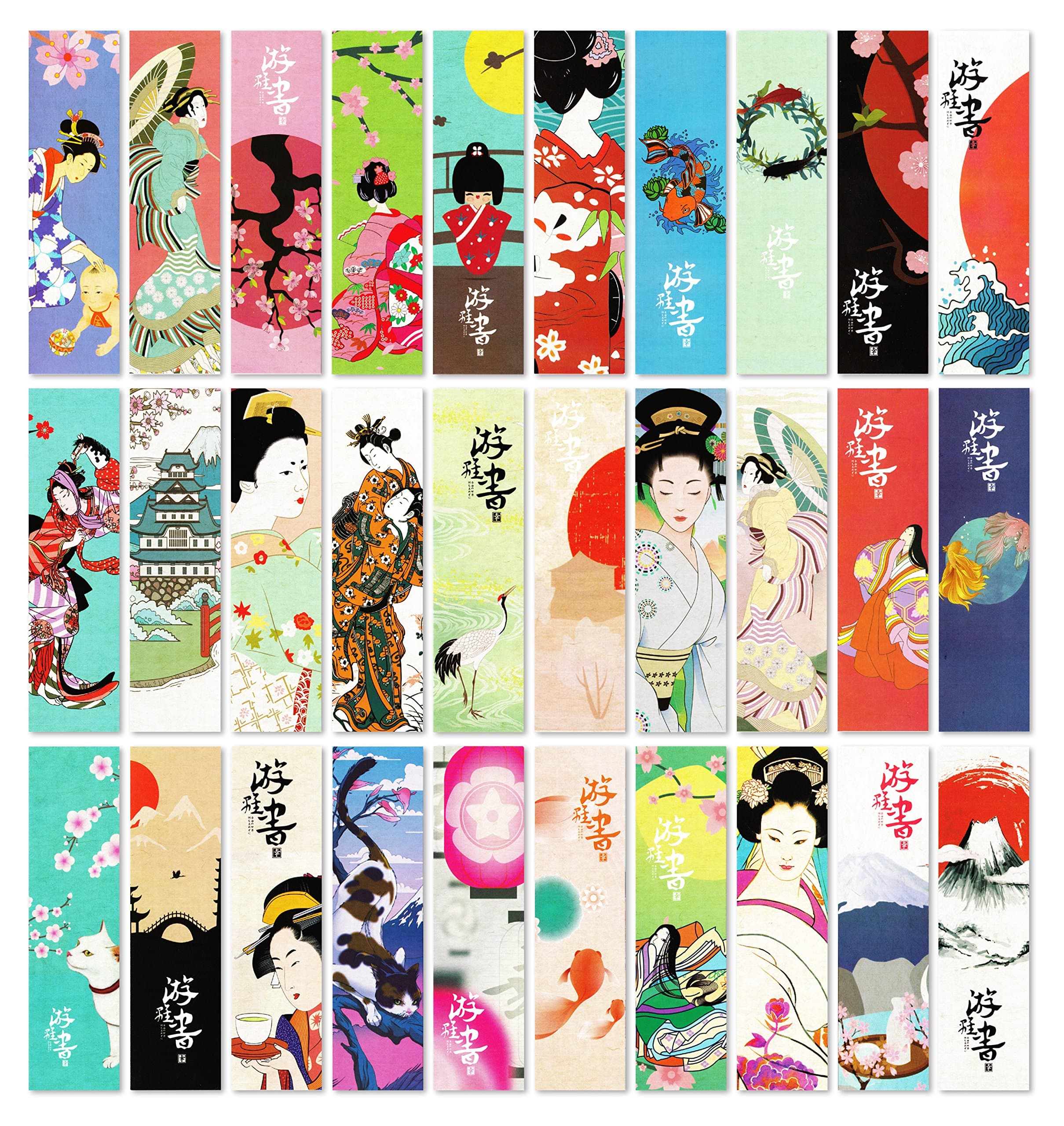 Japanese Style Theme Colorful Bookmarks, 30 PCS