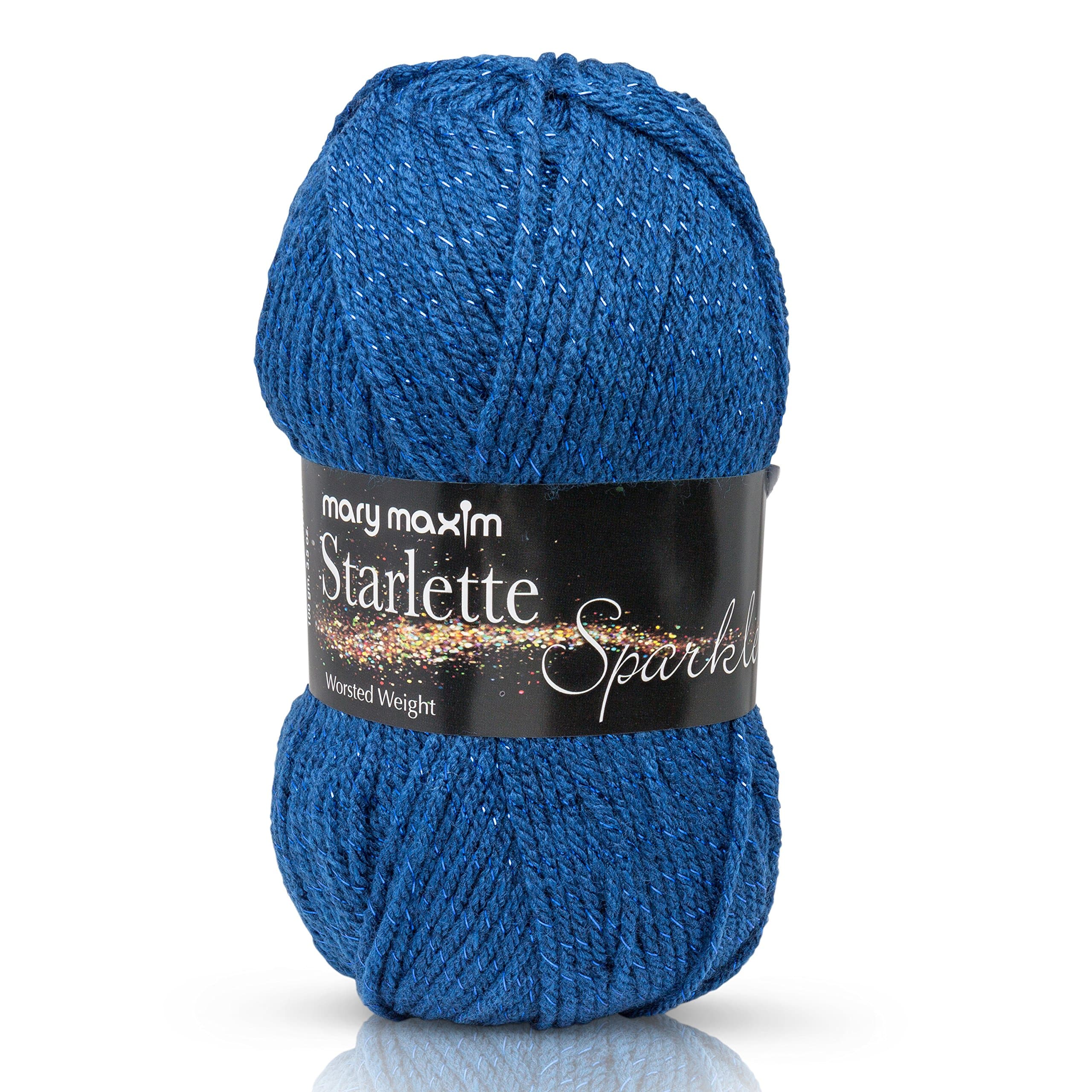 Mary Maxim Starlette Sparkle Yarn “Royal” | 4 Medium Worsted Weight Yarn for Knit & Crochet Projects | 98% Acrylic and 2% Polyester| 4 Ply - 196 Yards