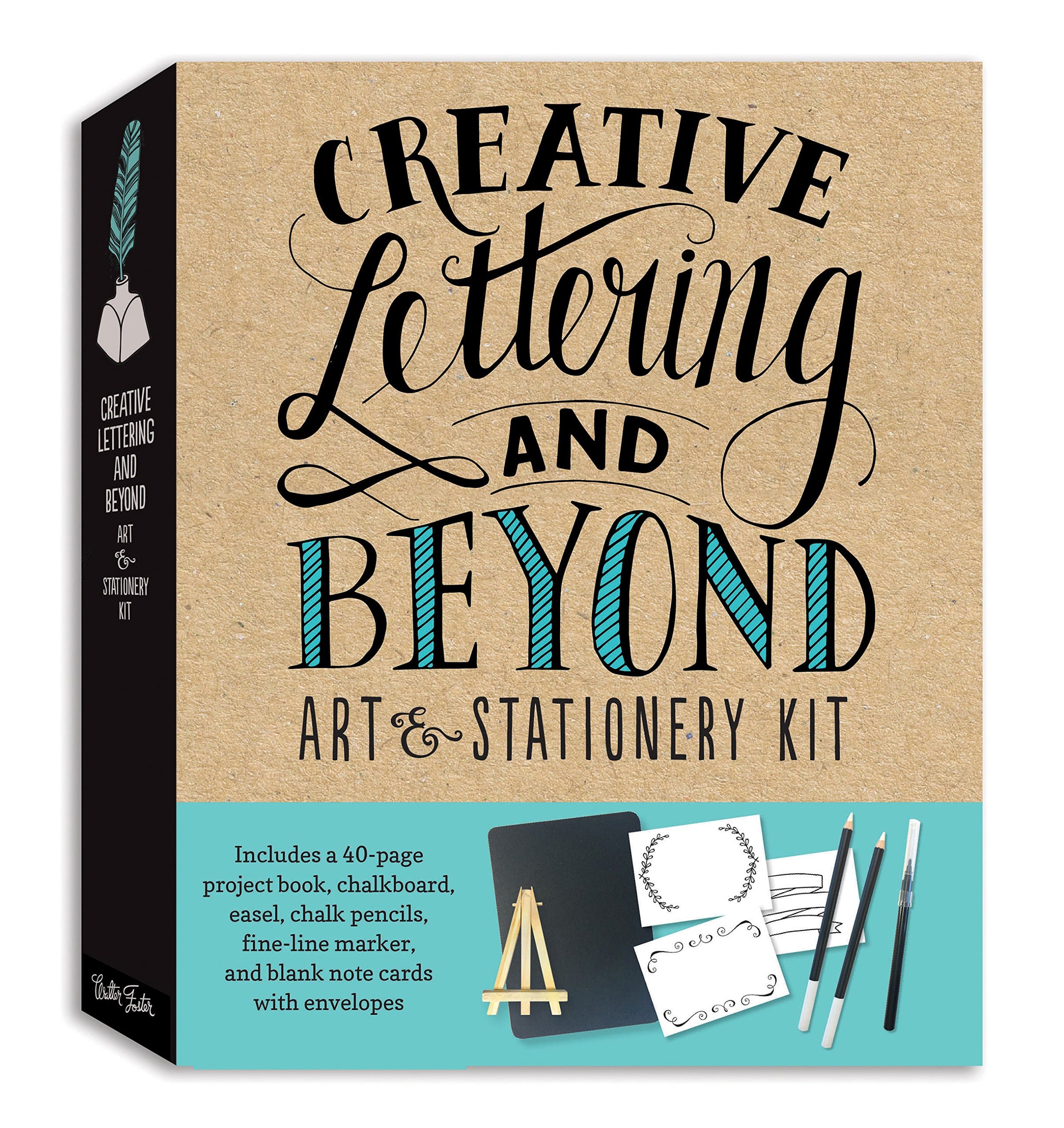 Creative Lettering and Beyond Art & Stationery Kit: Includes a 40-page project book, chalkboard, easel, chalk pencils, fine-line marker, and blank note cards with envelopes (Creative...and Beyond) Paperback – 7 Sept. 2017