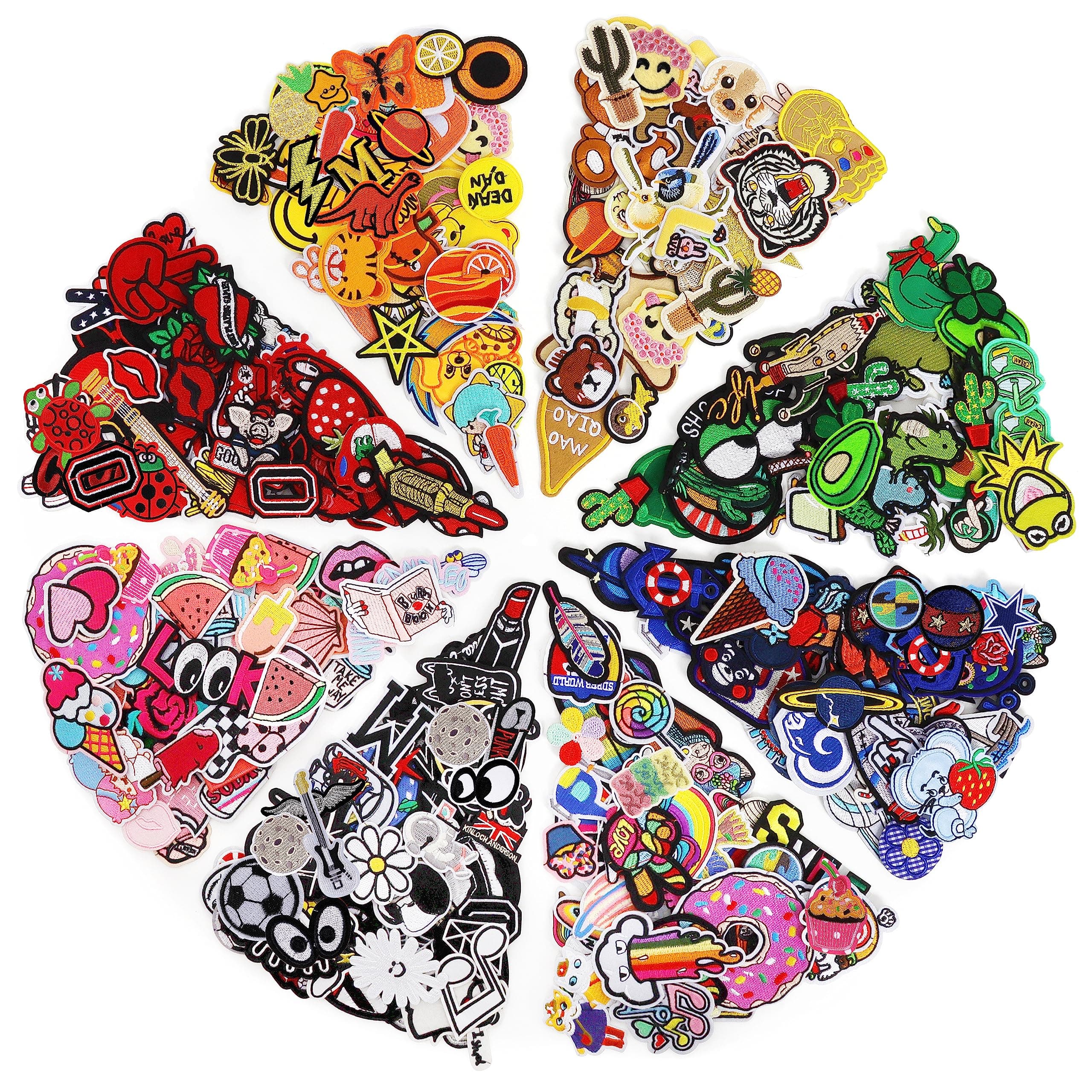 Embroidered Iron-on Patches Applique: 72Pcs Random Assorted Decorative Patches Iron on/Sew on for Clothing Accessories