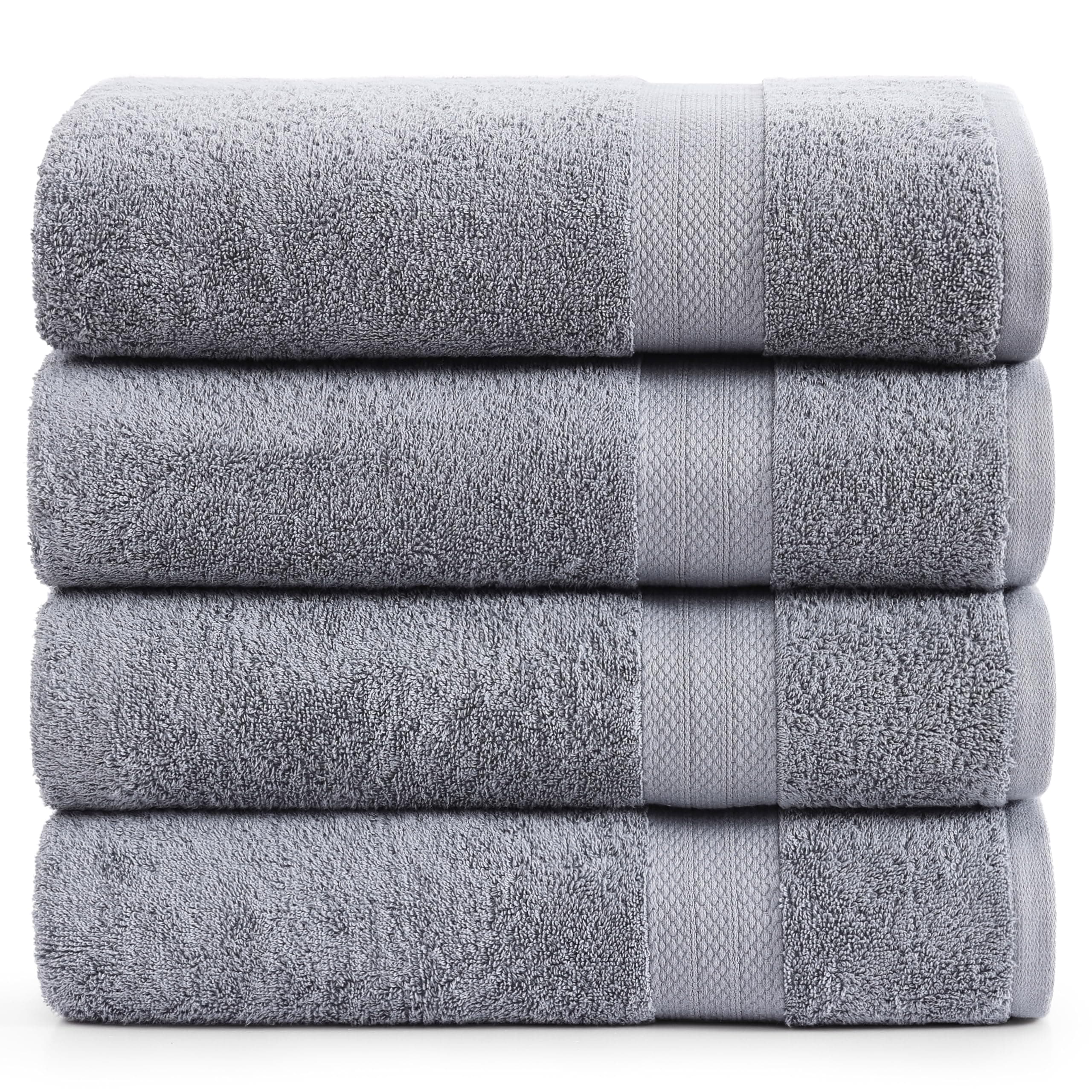 LANE LINEN 100% Pure Cotton Bath Sheets Set of 4 (35"x66") - Ring Spun, Ultra Soft, Skin Friendly & Highly Absorbent Extra Large Towel - Multipurpose Premium Hotel Quality Bathroom Towels - Space Grey